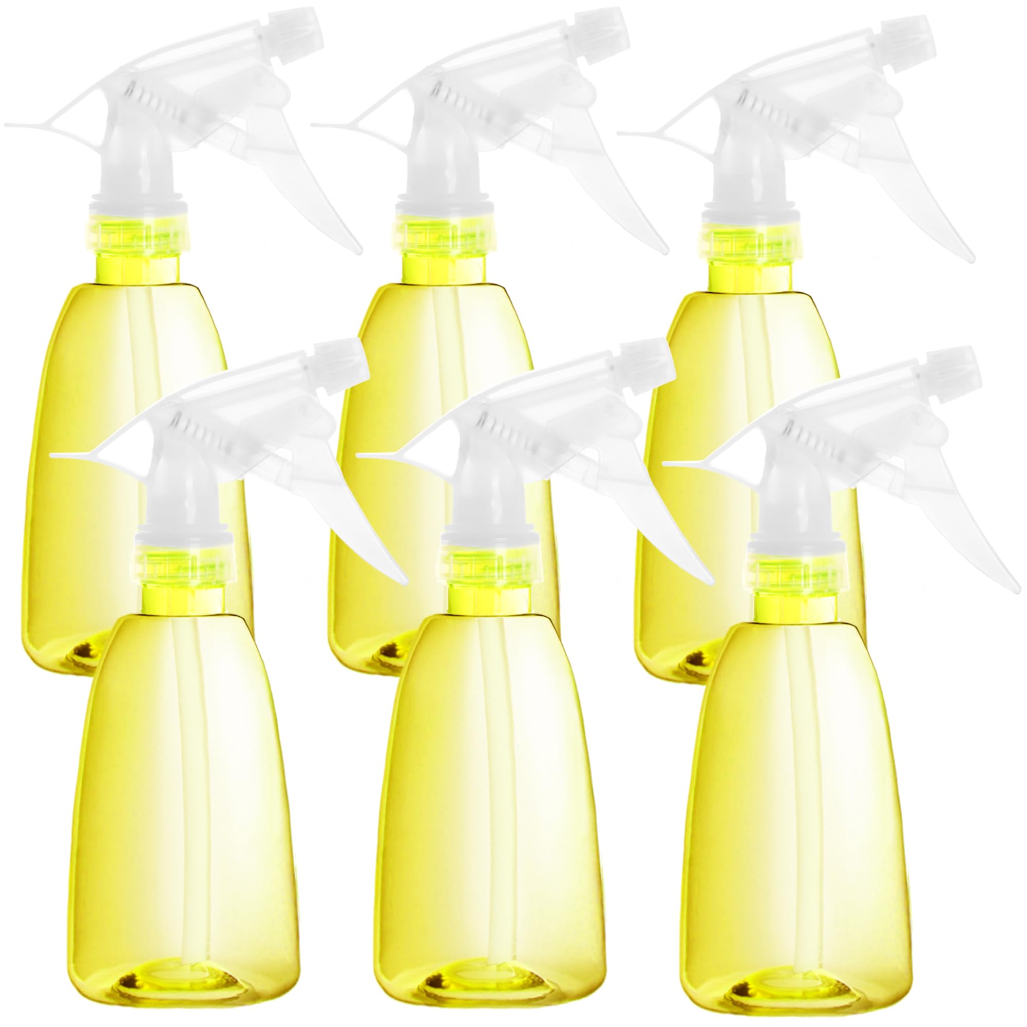 Youngever 6 Pack 12 Ounce Empty Plastic Spray Bottles, Spray Bottles for Hair and Cleaning Solutions (Yellow)