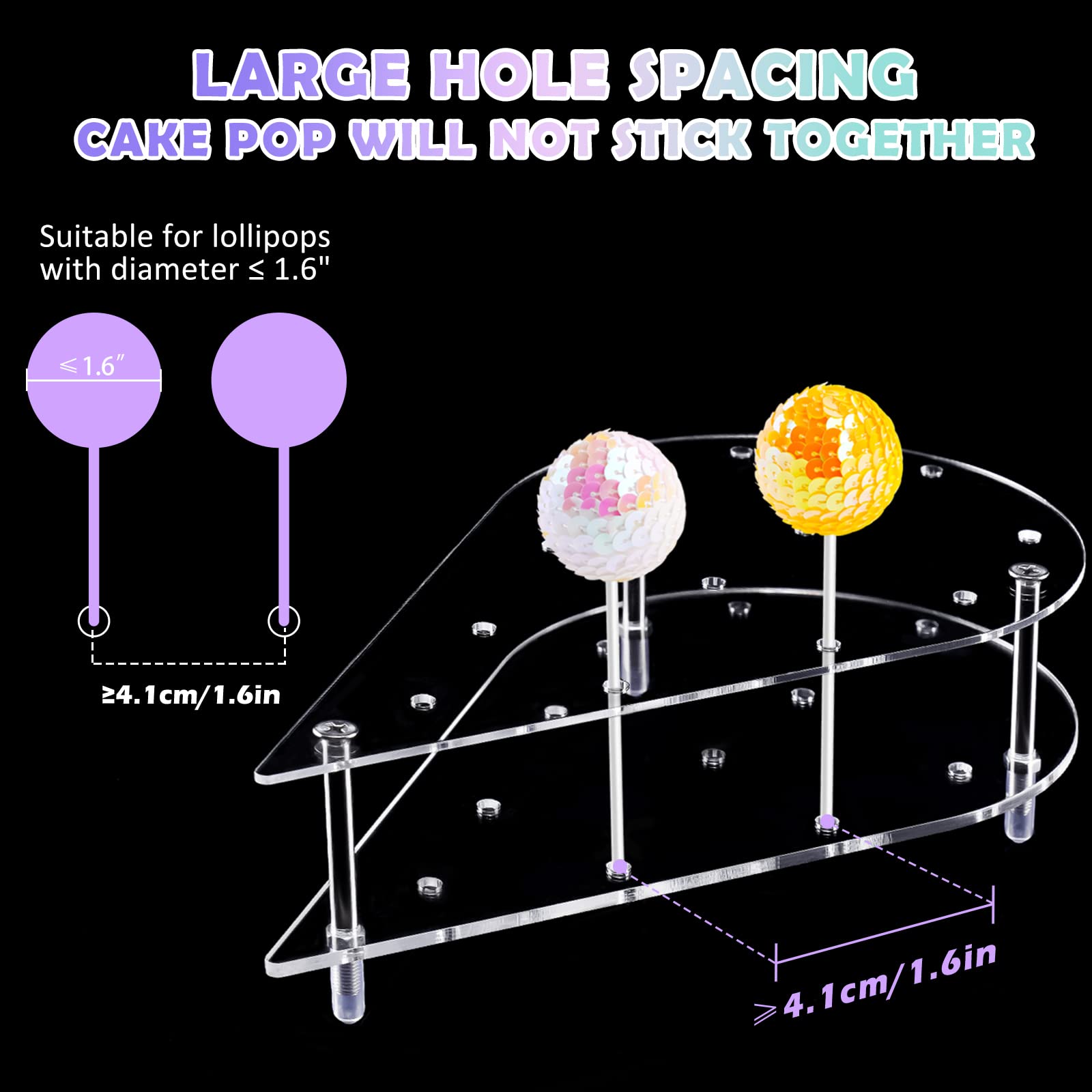Nihome Cake Pop Stand Non Sticking Out, 24 Holes Acrylic Cake Pop Holder, Lollipop Cakepopsical Stand For Wedding Birthday Party