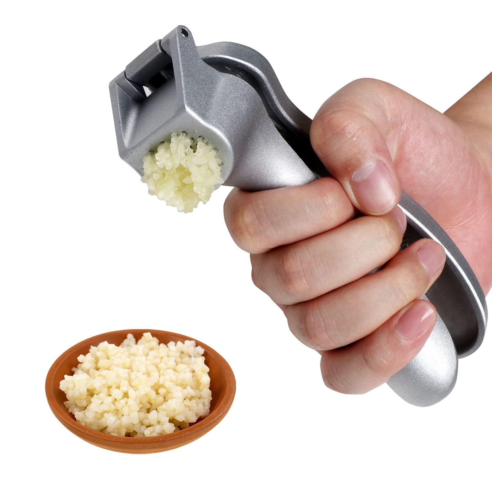 Garlic Press, Garlic Mincer Easy-Squeeze Ergonomic Handle, Rust Proof, No Need To Peel, Professional Ginger Press & Garlic Crush