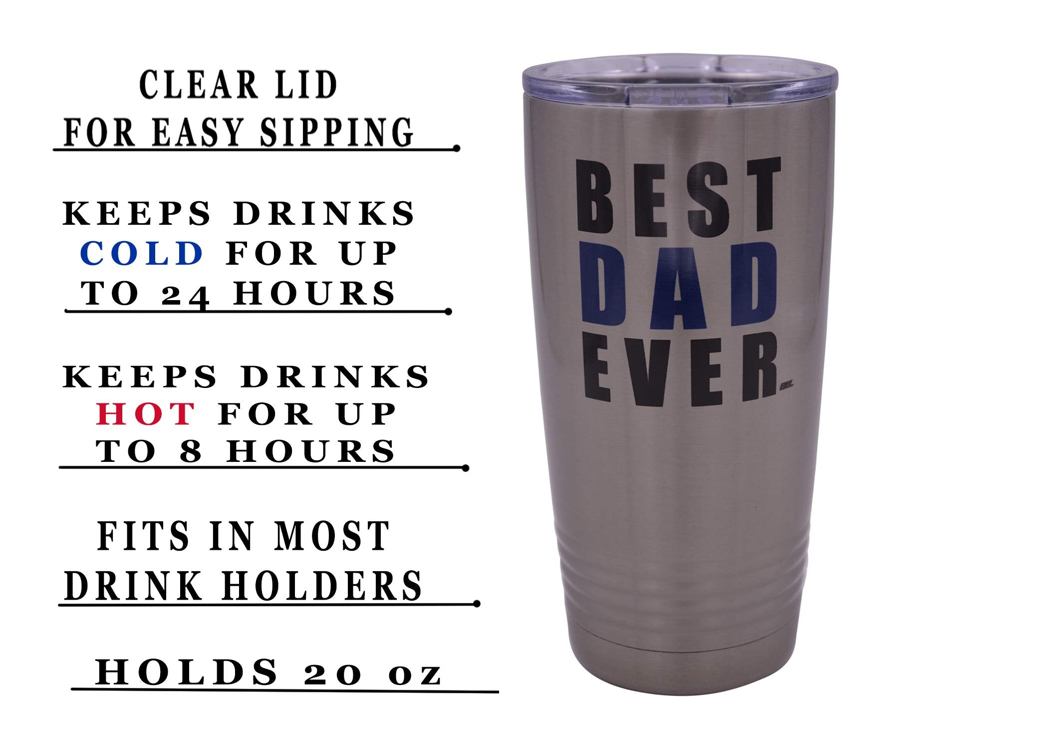 Rogue River Tactical Funny Best Dad Ever Large 20 Ounce Travel Tumbler Mug Cup W/Lid Dad Father Husband