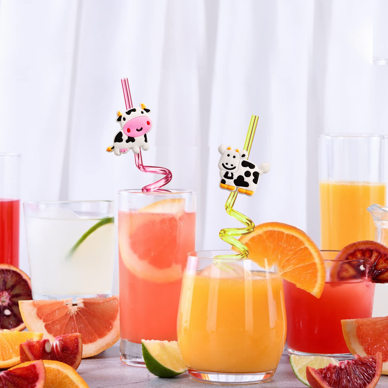 25 Cow Party Favors Drinking Straws Goodie Gifts For Boys Girls Holy Cow Im One Birthday Party Supplies With 2 Pcs Cleaning Brus