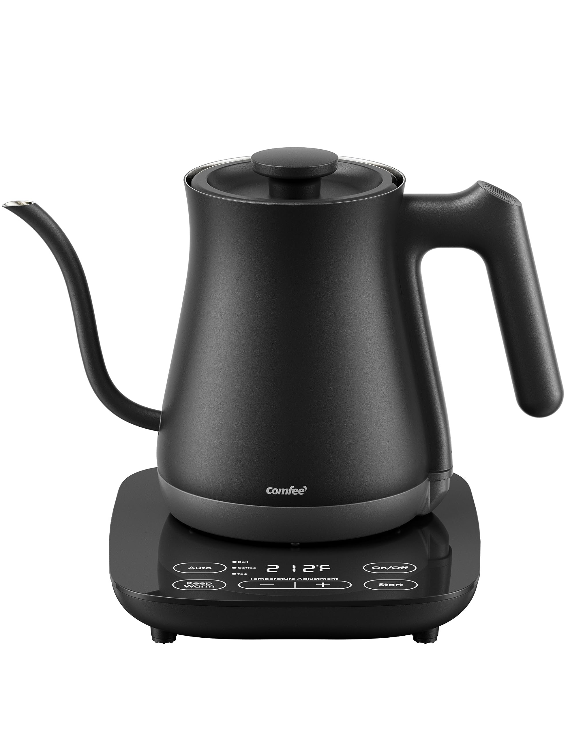 Comfee' Gooseneck Electric Kettle With Temperature Control, 3 Variable Presets, 100% Stainless Steel, 1500 Watt Powerful Quick H