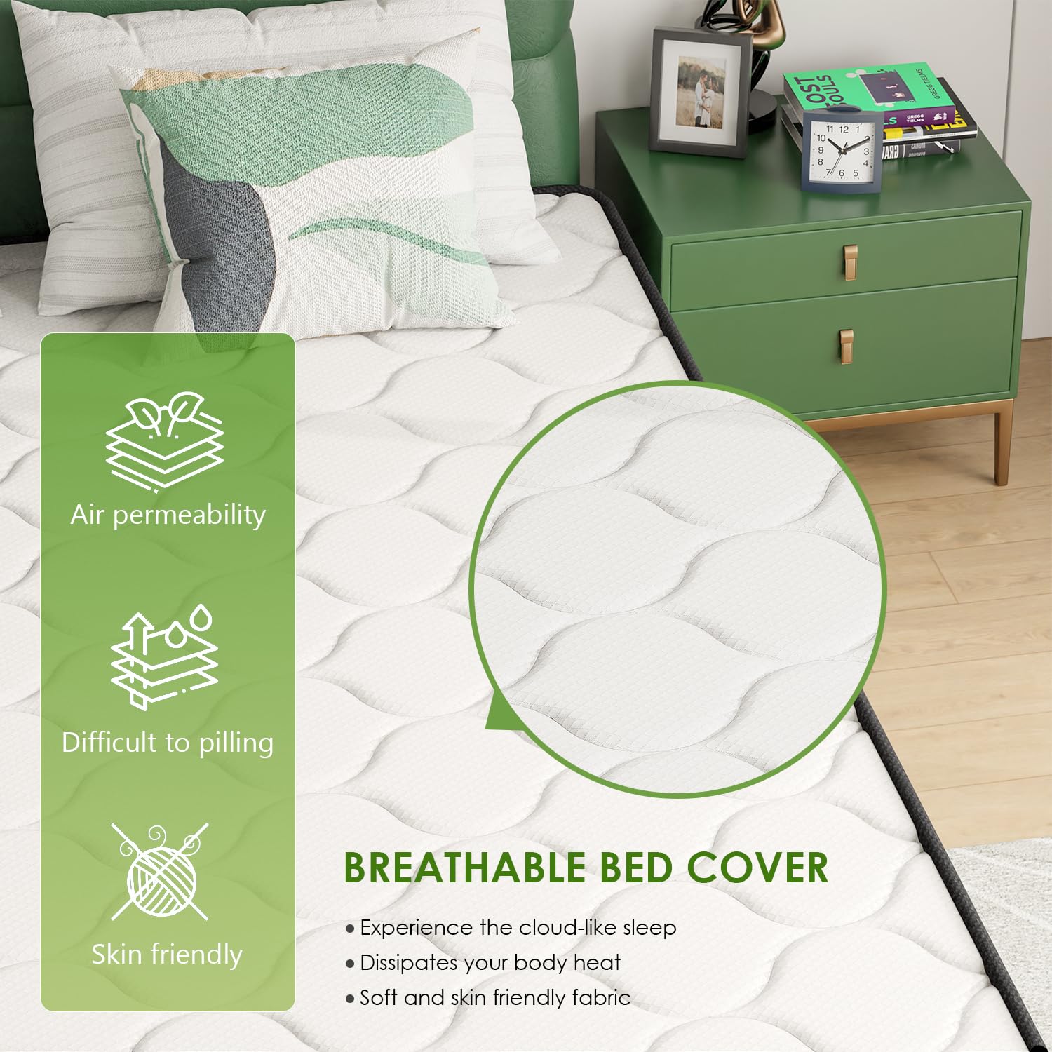 Paylesshere 6 Inch Hybrid Mattress With Innerspring And Foam/Fiberglass Free/Medium Firm Spring Mattress/Queen Size Mattress In