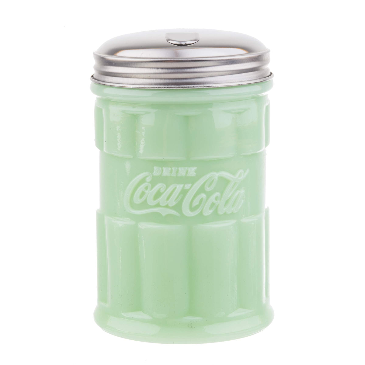 Tablecraft Coca-Cola Jadeite Sugar Pourer 3.25 X 3.25 X 5'', Green
