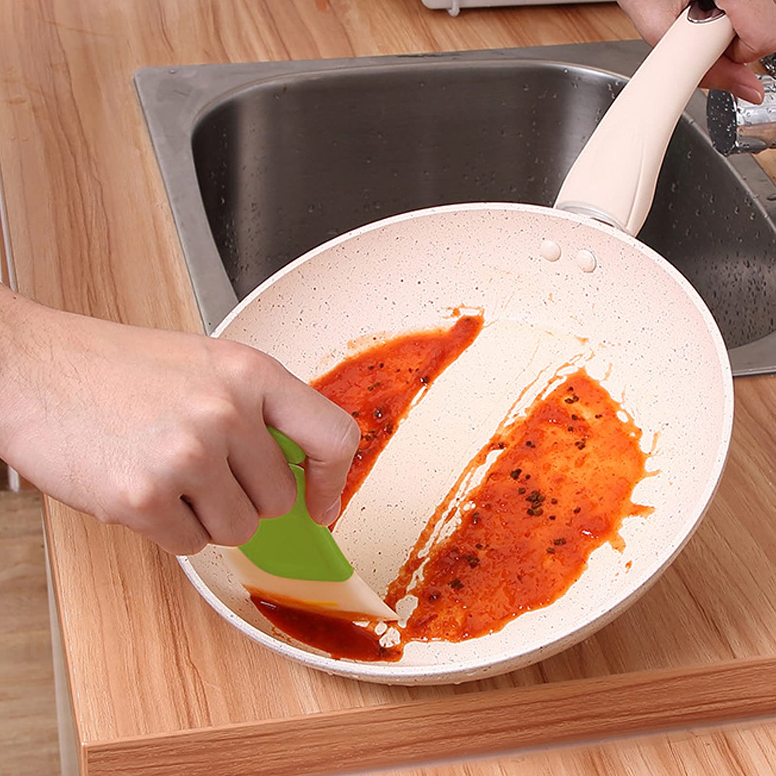 Silicone Pan Scraper Dish Cleaning Spatula Bowl Scraper Dish Scraper Non Stick Kitchen Scraper Pan Rubber Cleaning Spatula Pot C
