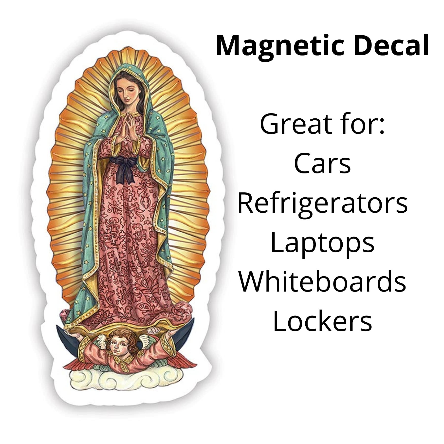 Needzo Religious Magnetic Decal for Cars, Refrigerators, and Whiteboards, Magnet for Catholic Gift Basket, 4.5 Inches (Our Lady