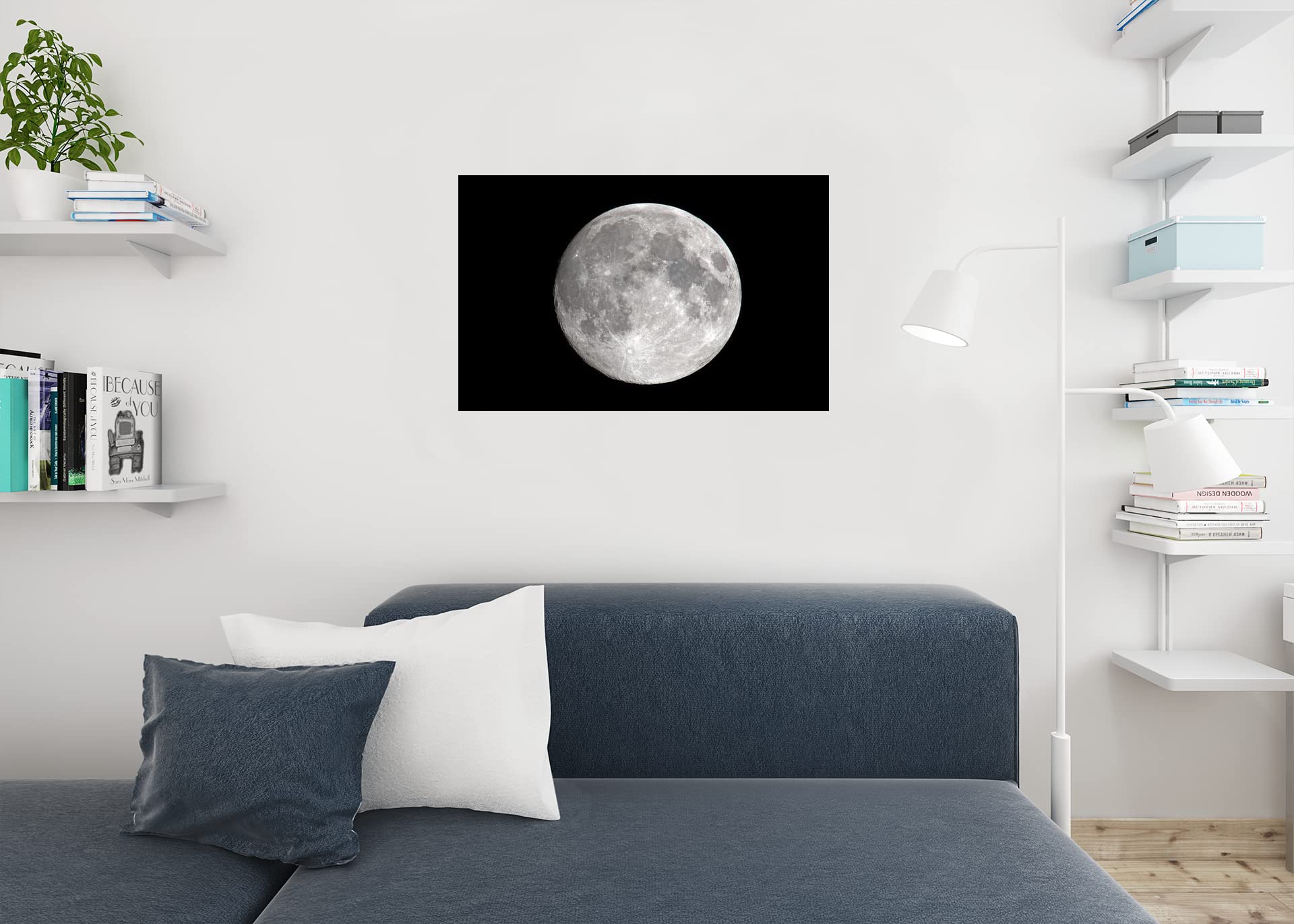 Poster Foundry Full Moon Night Sky Wall Art Print 36x24 Black & White Poster