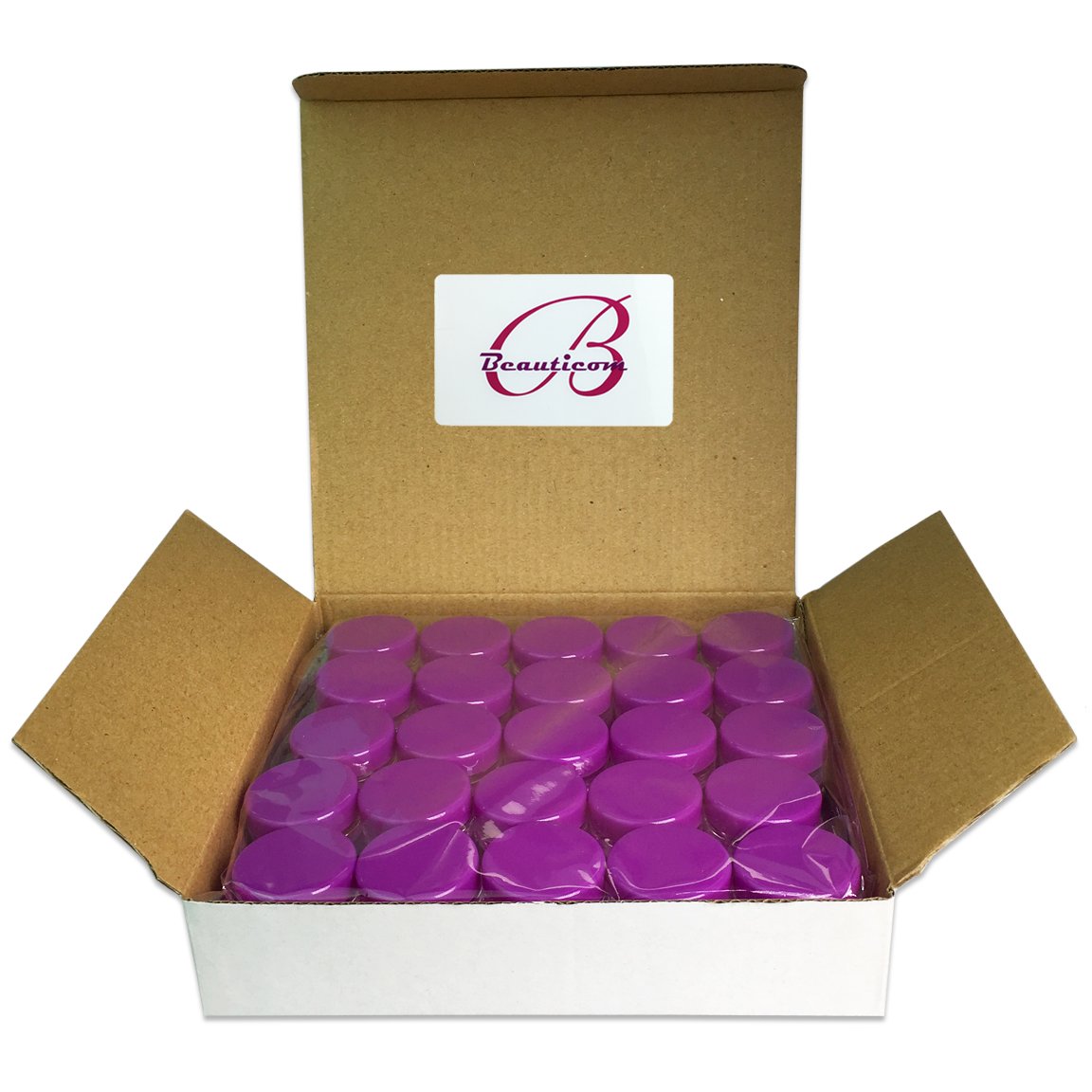 Beauticom (200 Pieces Jars + Lid) 3G/3Ml Round Clear Jars With Purple Screw Cap Lids For Scrubs, Oils, Toner, Salves, Creams, Lo