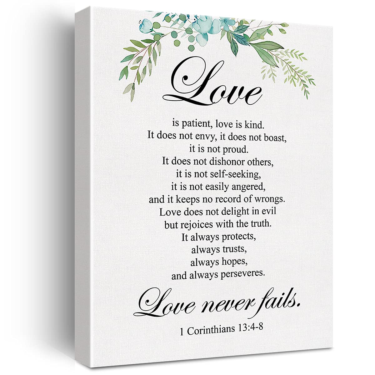 Christian Canvas Wall Art Love Is Patient Love Is Kind 1 Corinthians 13:4-8 Canvas Print Positive Scripture Canvas Painting Home