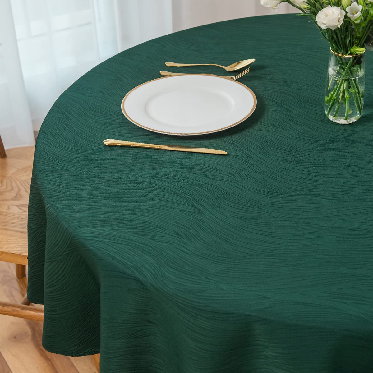 Maxmill Round Swirl Design Tablecloth Waterproof Spillproof Wrinkle Free Table Cloth, Kitchen Dinning Circular Tabletop Decorati