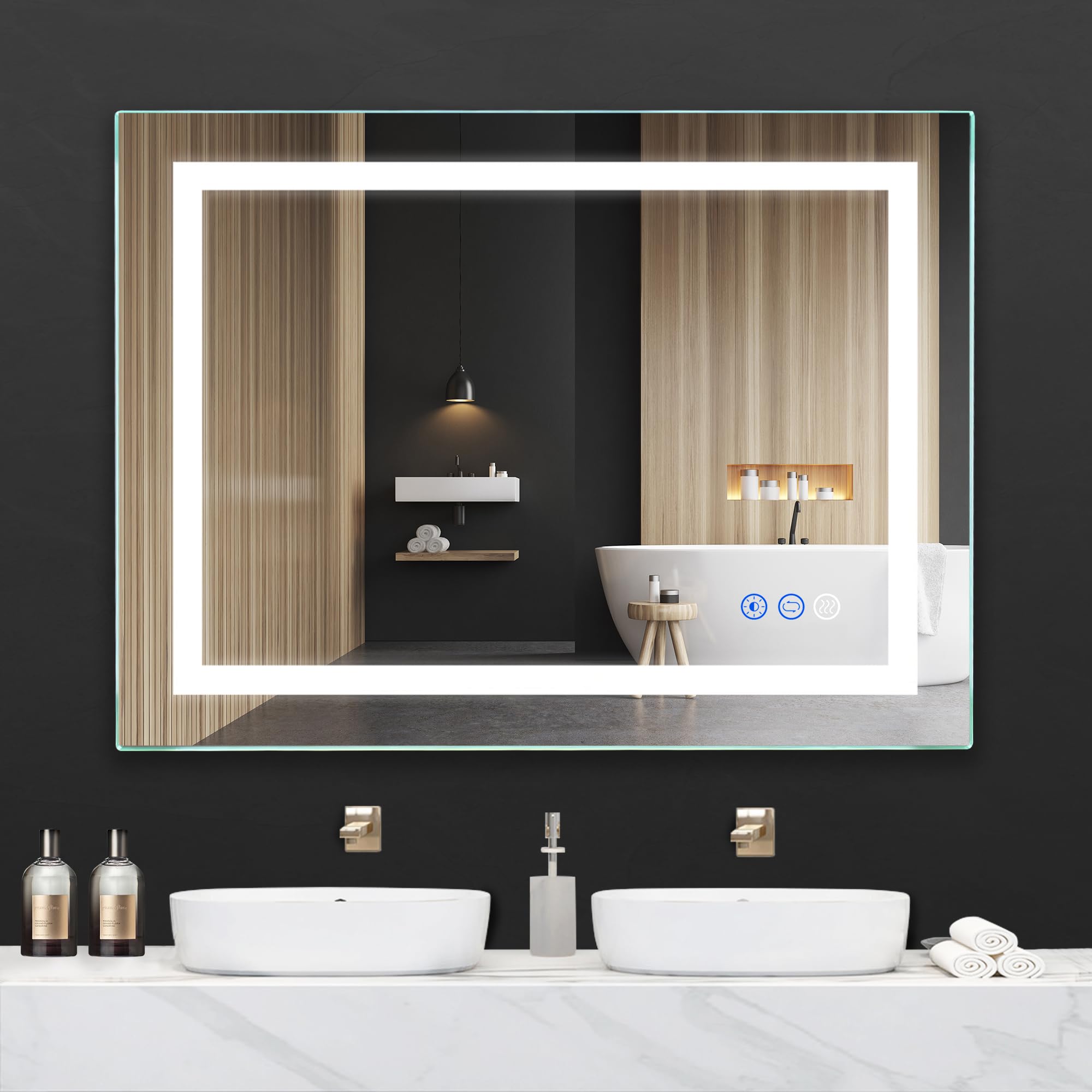 Fitland 36''X 28'' Led Bathroom Mirror With Light, Anti-Fog, Dimmable, Color Temperature Adjustable 3000-6000K, Memory Function