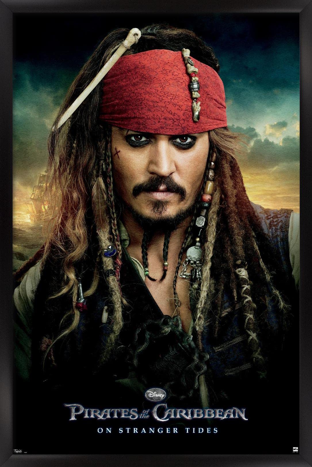 Trends International Disney Pirates Of The Caribbean: On Stranger Tides - One Sheet Wall Poster, 14.725'' X 22.375'', Black Fram
