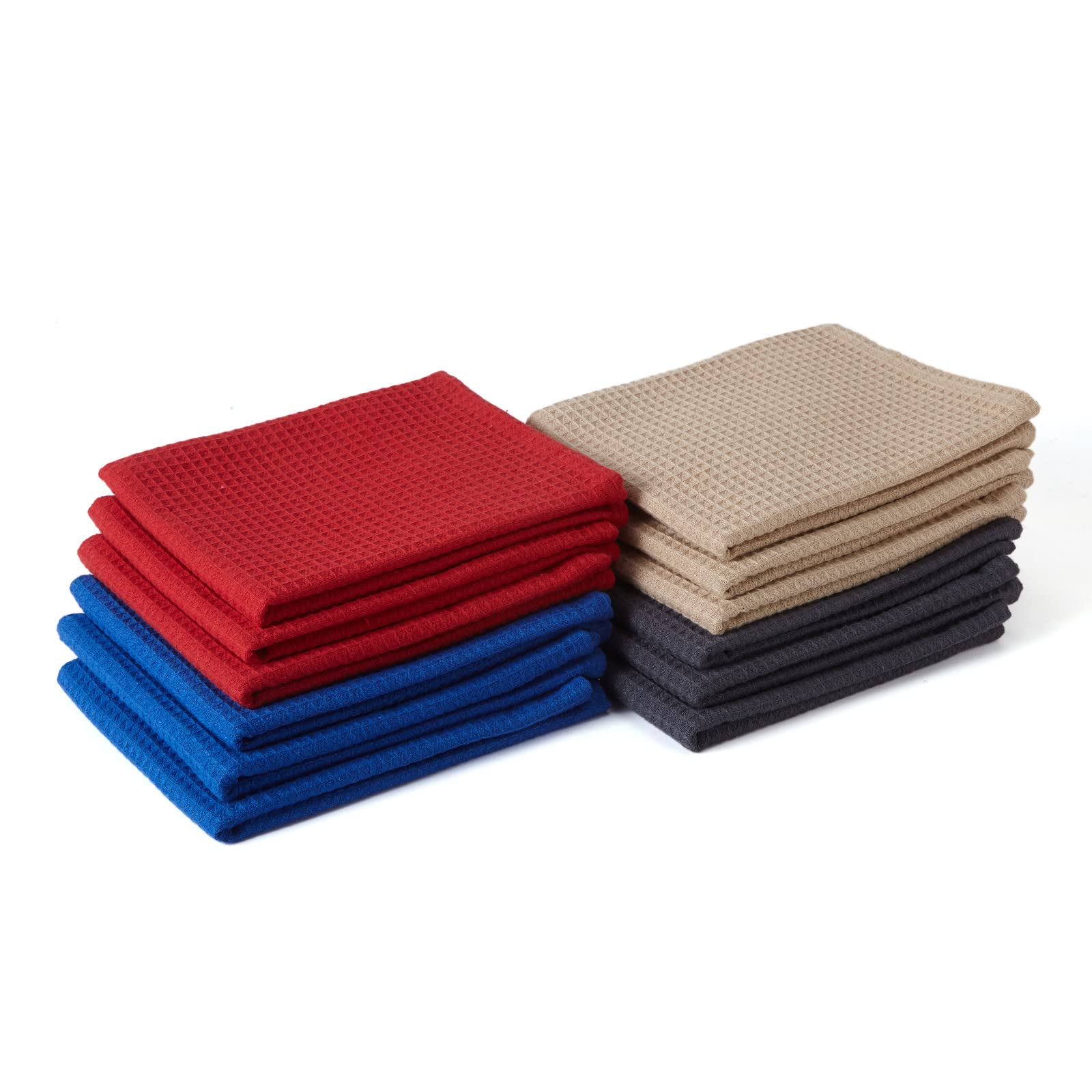 Encasa Xo Kitchen Dish Towels Set | Multicolor | Waffle Weave And Flat Hand Tea Towel | 28''X18'' | Quick Drying Reusable Cotton