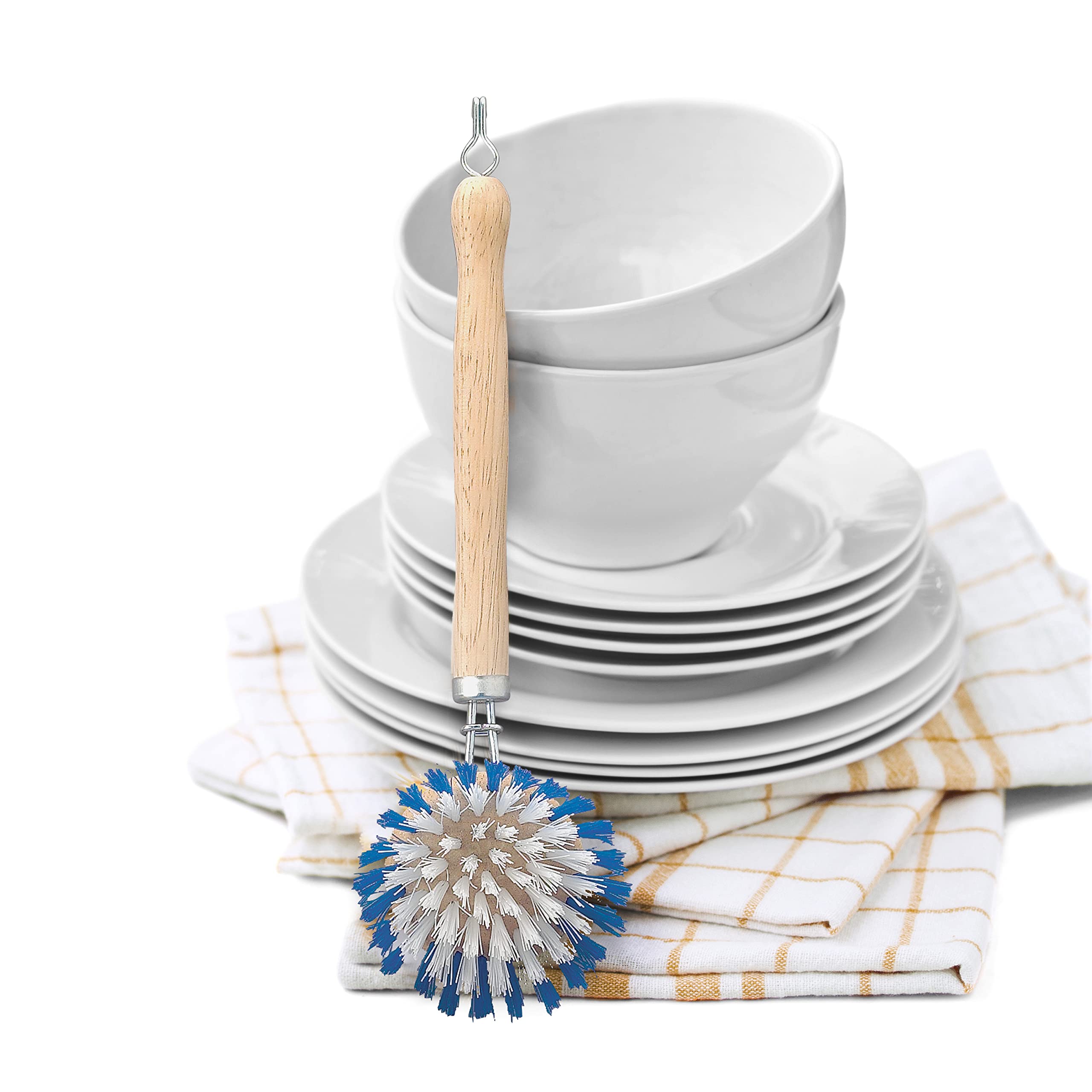 Hic Kitchen Dish Washing Vegetable Scrub Brush, Non-Scratch Nylon Bristles