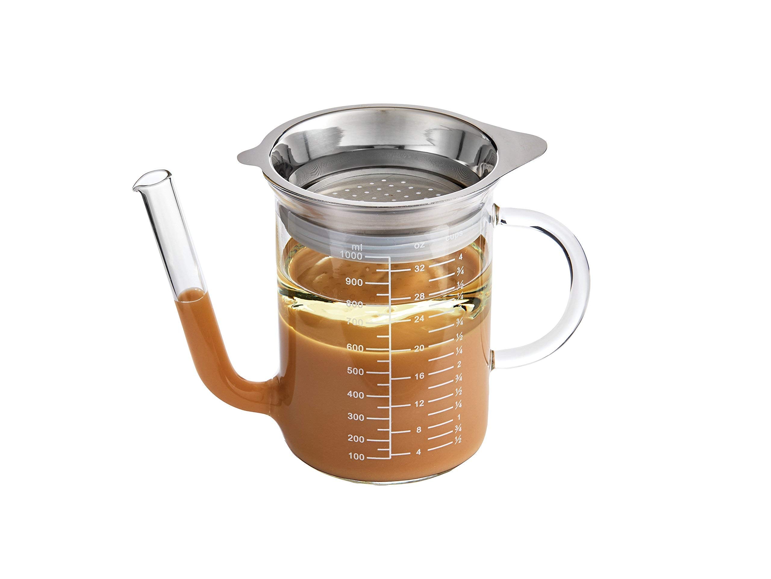 HIC Kitchen Roasting Fat Separator Gravy Strainer, Borosilicate Glass, 32-Ounces, For Stress-Free Holiday Meal Prep and Serving