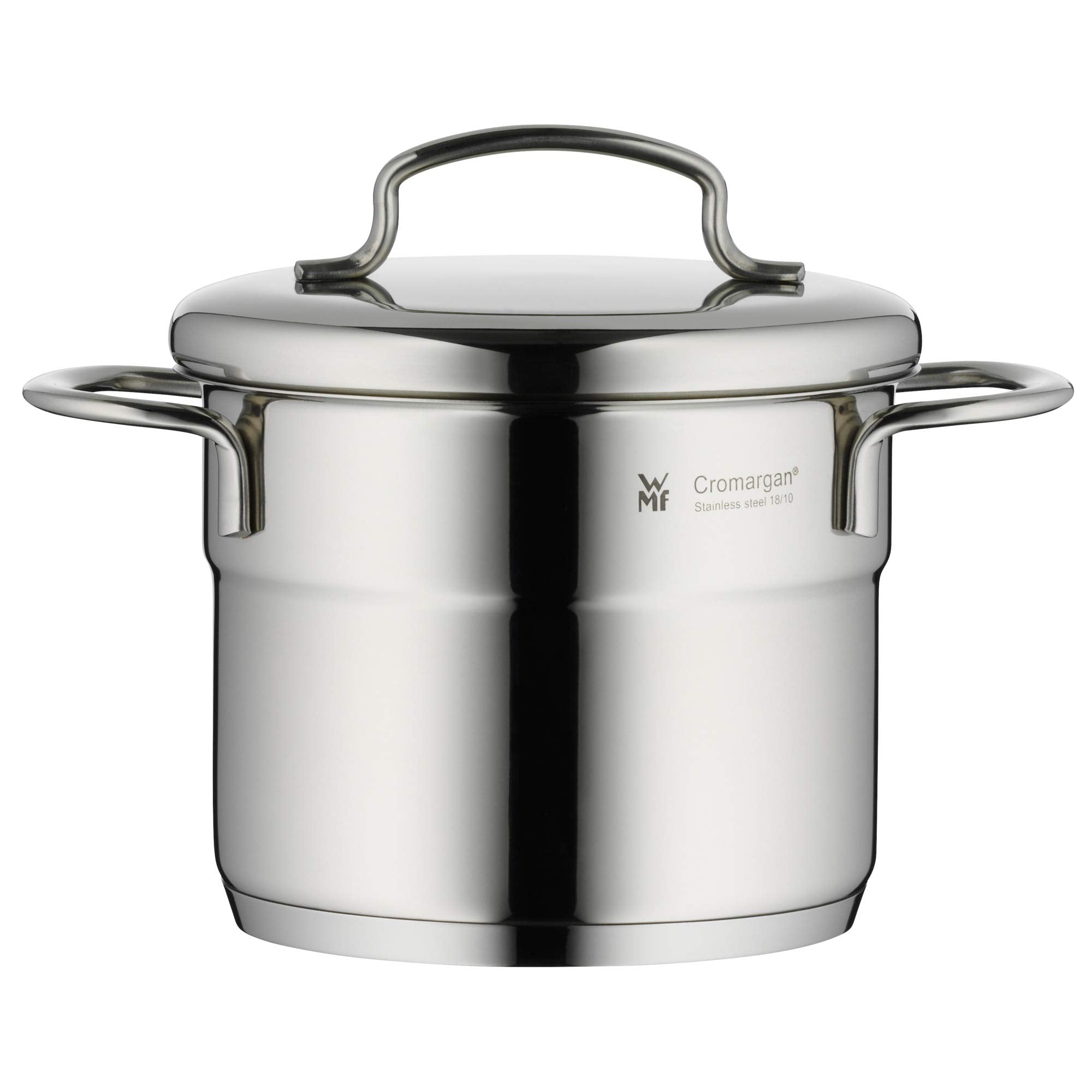 WMF 712776040 cookware  12 cm approx. 1l Mini stackable pouring rim metal lid Cromargan stainless steel brushed suitable for all