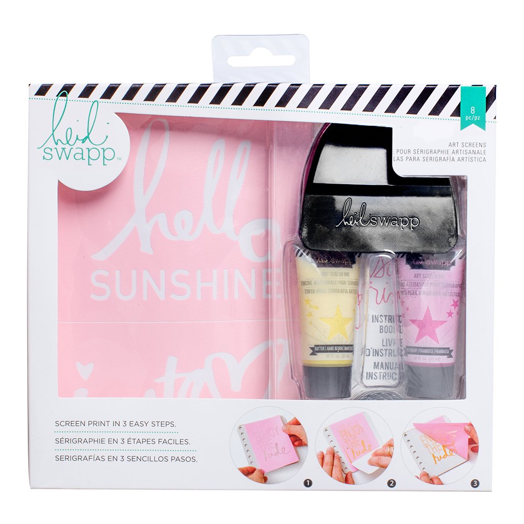 American Crafts Heidi Swapp Mixed Media Screen Print Kit-Hello Sunshine, Transparent