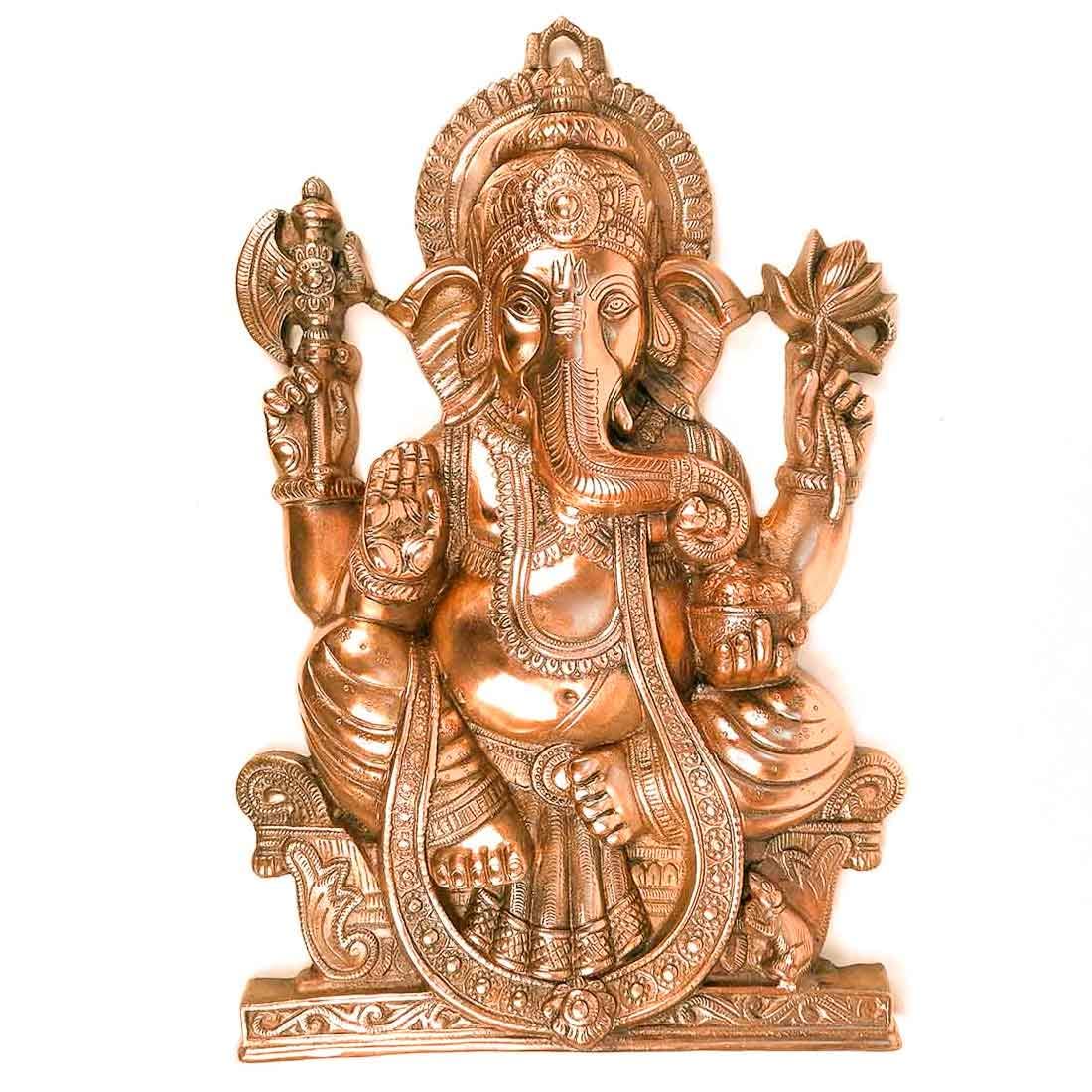 Apka Mart The Online Shop Lord Ganesh Wall Hanging Religious Showpiece For Wall Decor And Gifts (Metal - Alloy | Color - Copper 