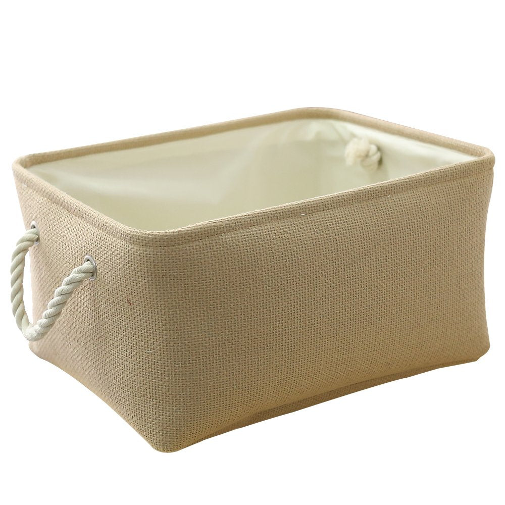 Thewarmhome Decorative Basket Rectangular Small Storage Basket Fabric Storage Bin Organizer Basket With Handles For Clothes Stor