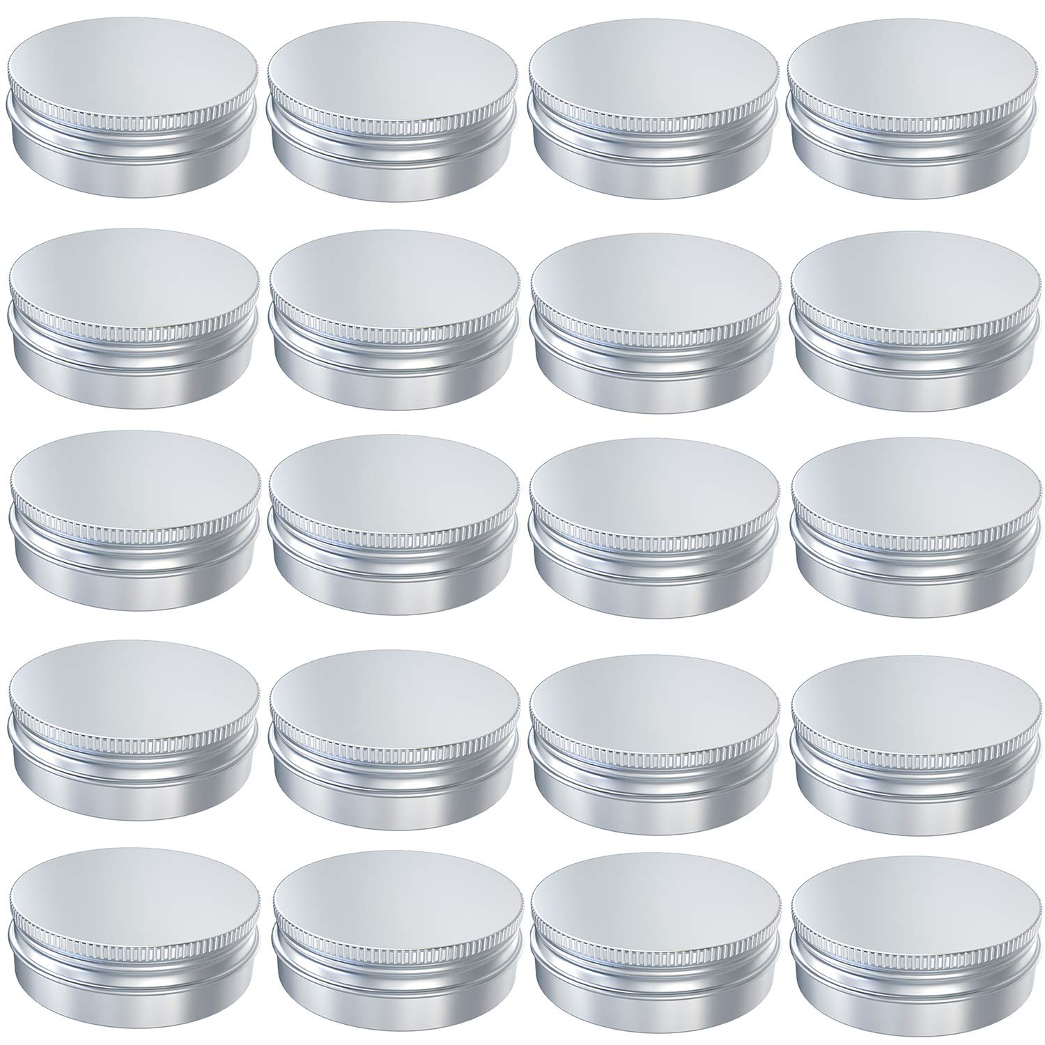Goiio 20 Pcs 0.5 Ounce Aluminum Tin Jar 15 Ml Refillable Container, With Screw Lid, Silver