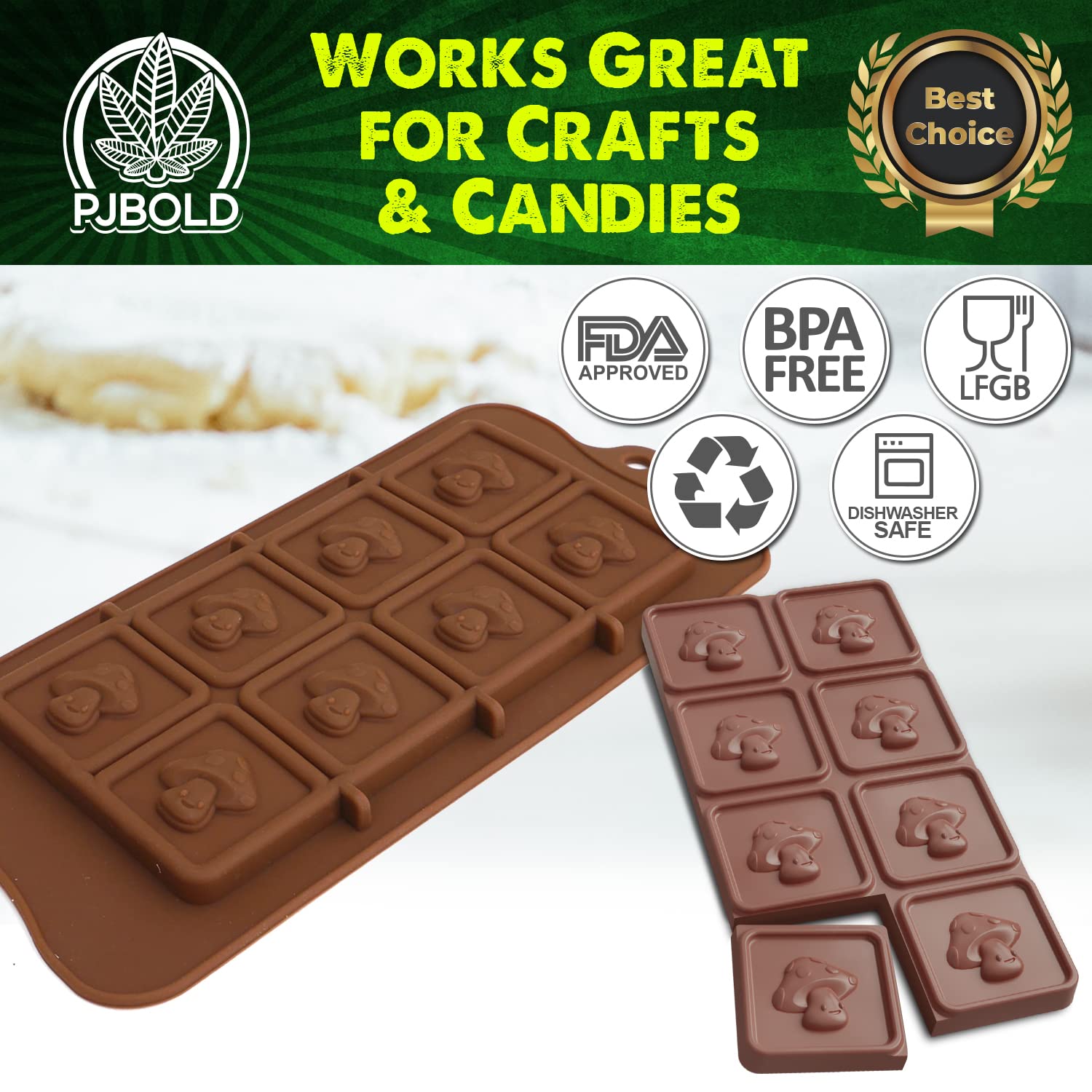 Mushroom Candy Bar Silicone Mold