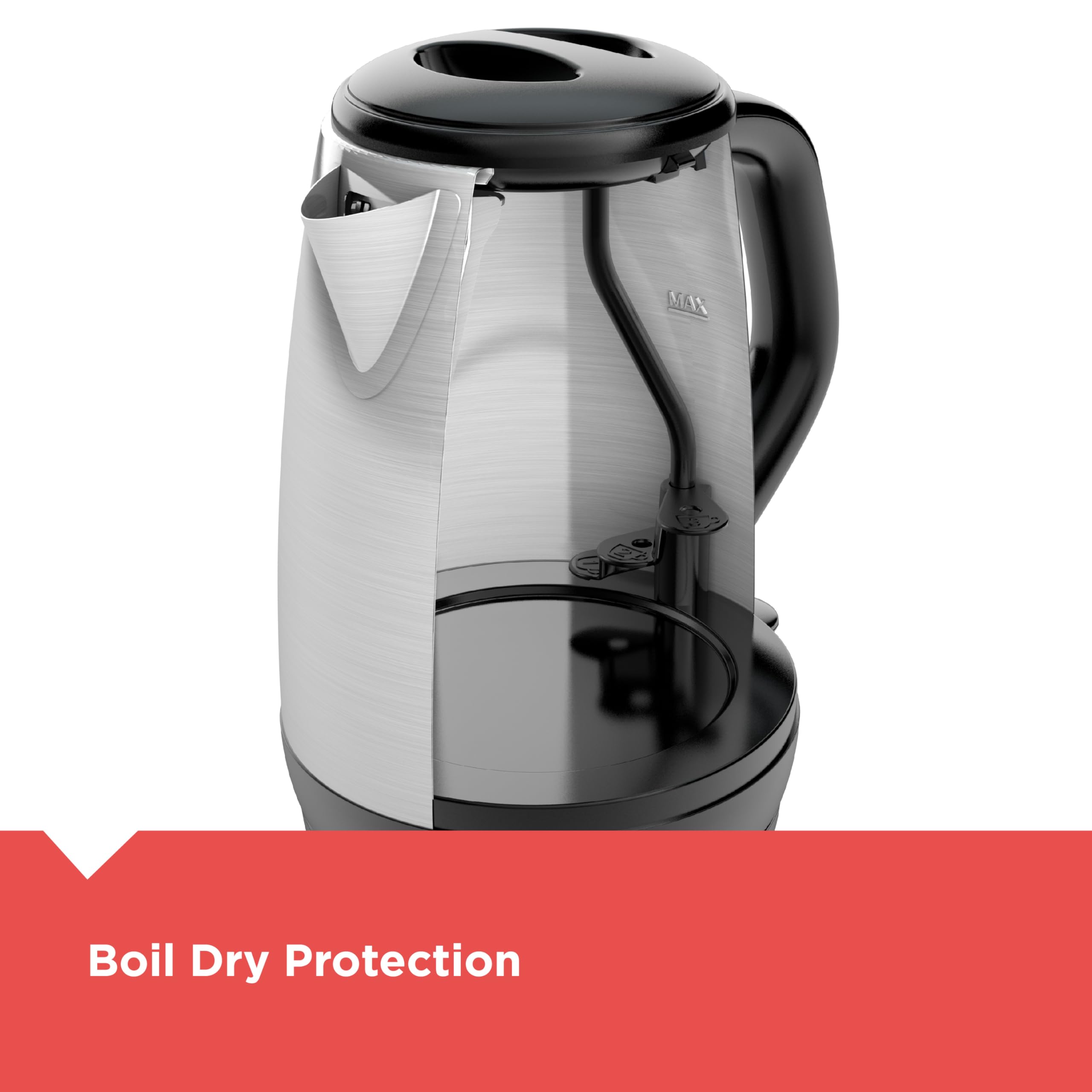 Black+Decker 1.7L Cordless Electric Kettle, Ke1700Sd, Rapid Boil, Auto Shutoff, Stainless Steel