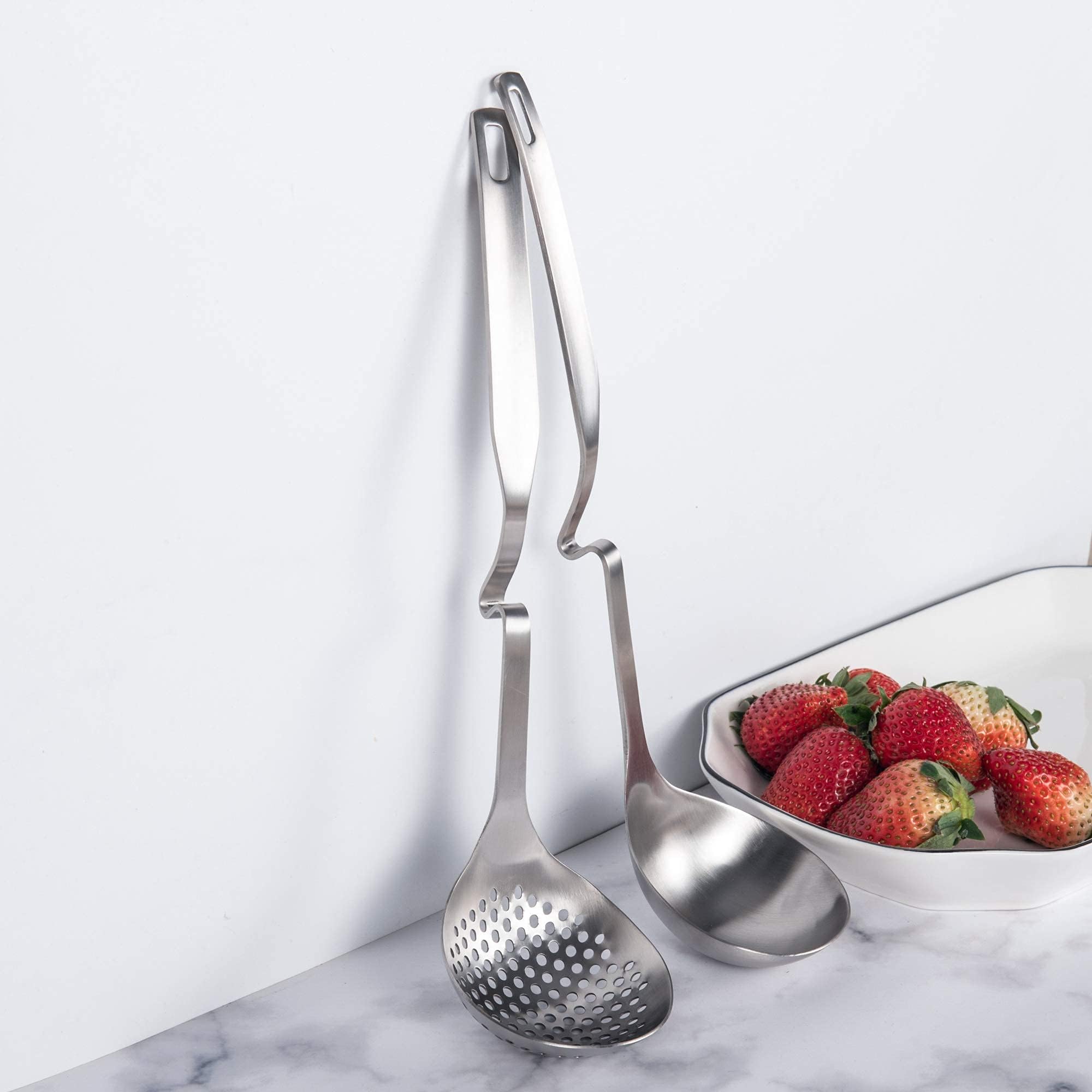 Imeea Hot Pot Ladle Set Slotted Spoons For Cooking Sus304 Stainless Steel Soup Ladles For Serving, 12-Inch