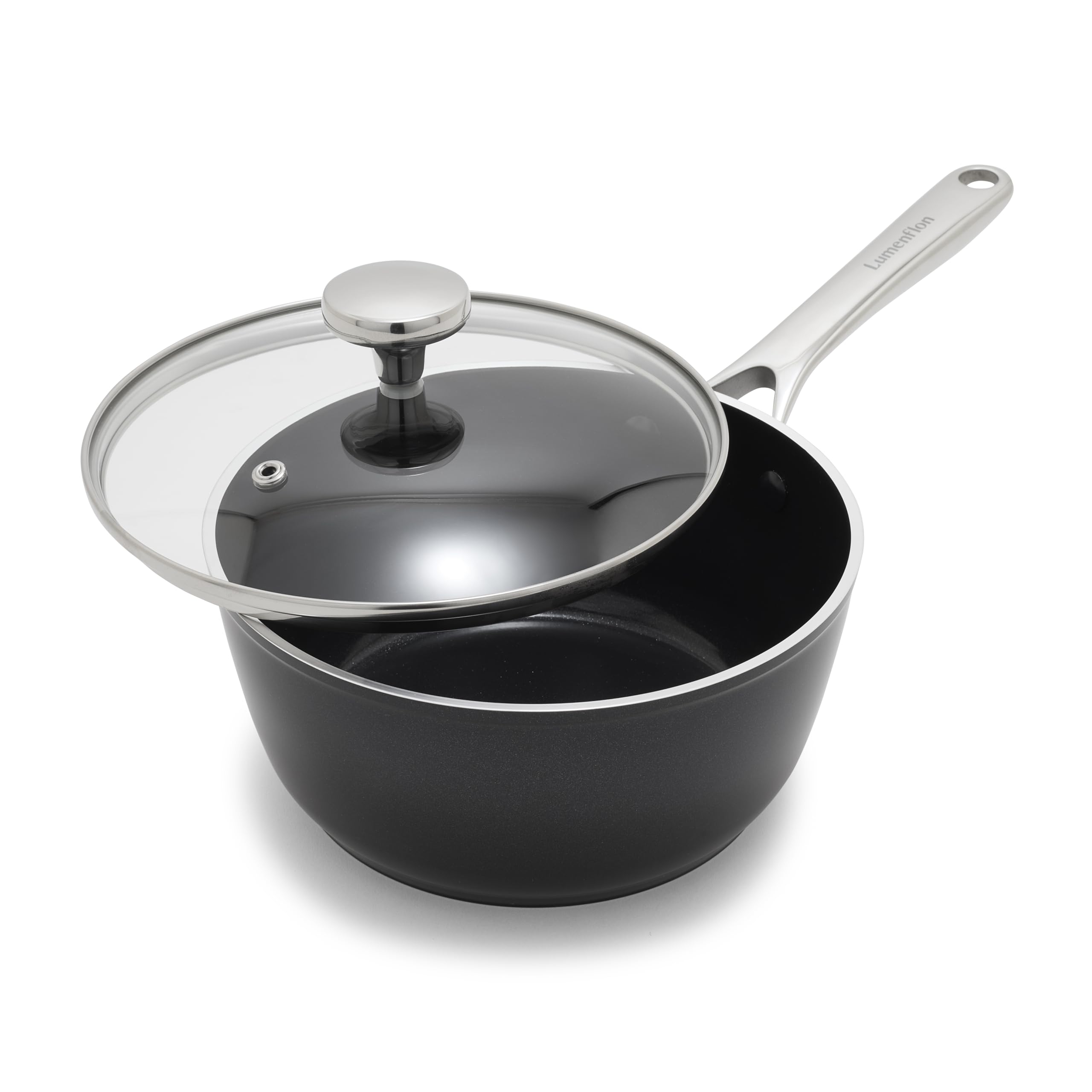 Lumenflon Orfeo 2.4Qt Nonstick Saucepan With Lid, Made In Italy, Diamond Ceramic Pfas-Free Cookware, Induction Ready, Scratch Re