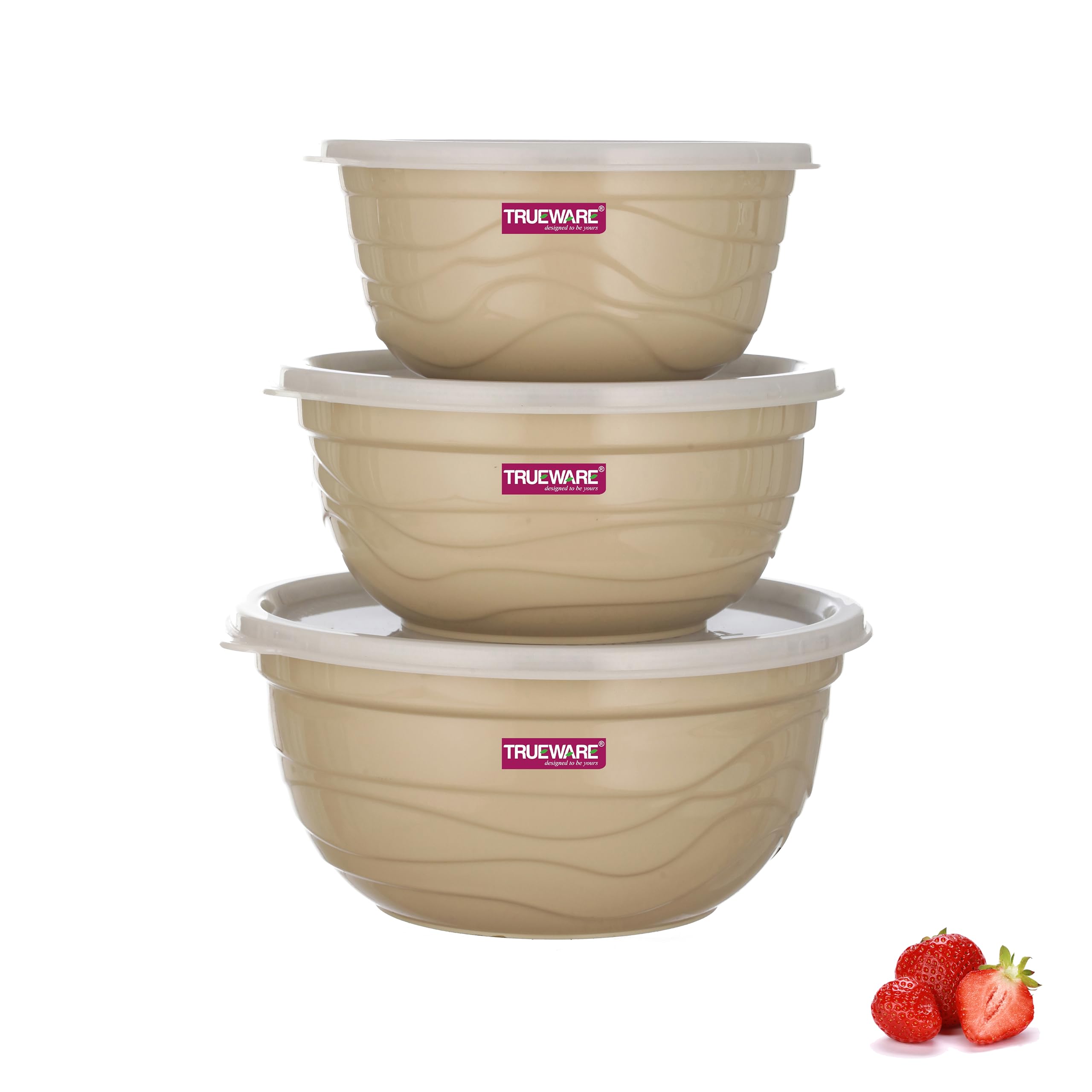 Trueware Microwave Safe Bowl |1 Year Warranty | Bowl Sets, Bowl, Serving Bowl With Lid |1000,1400,2000 Ml | Florra Stainless Ste