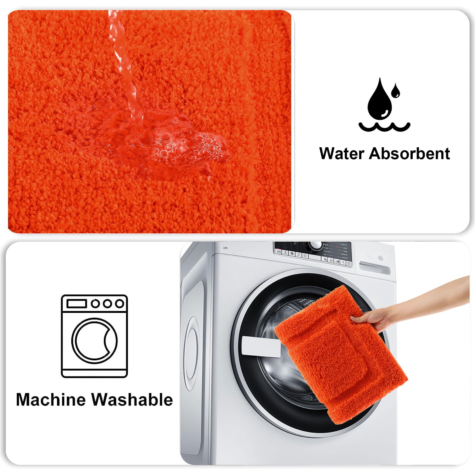 Shacos Microfiber Bathroom Rugs Sets 3 Piece, Extra Soft Absorbent Non Slip Bath Rugs Machine Washable Dry Shaggy Bath Mats With