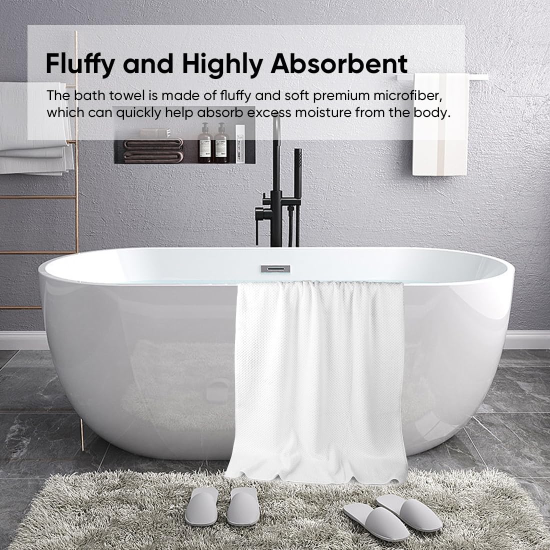 Homexcel Bath Towel Set Pack Of 4, (27 X 54 Inches) Microfiber Ultra Soft Highly Absorbent Bath Towel, Lightweight And Quick Dry