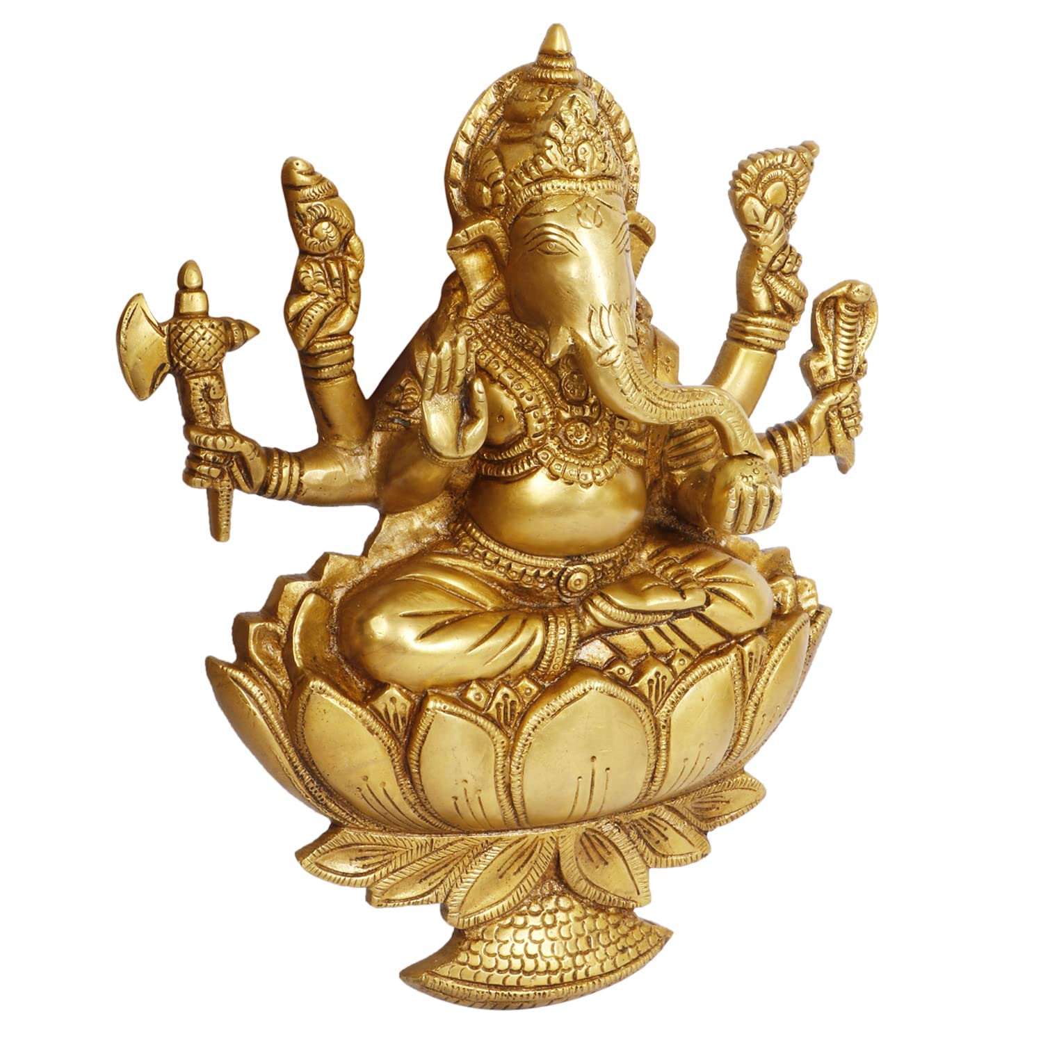 Kartique Brass Bhagwan Ganesh Wall Hanging Ganpati Dcor Ganesha Home Living Room Mandir Wall Dcor Gold Color Height 12 Inch