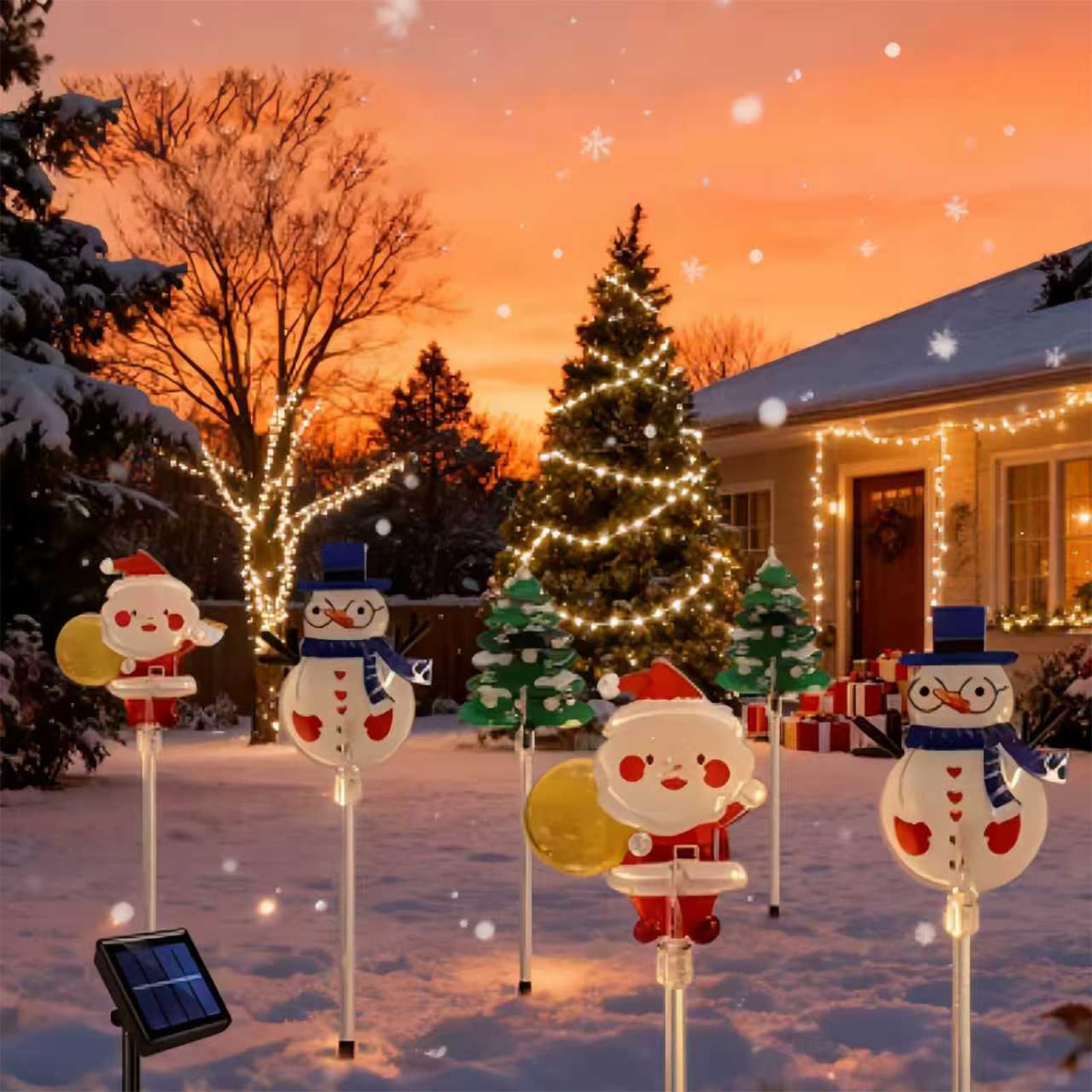 6-Pack of Moving Christmas Lights - Solar Decorative Outdoor LED Stakes, IP65 Waterproof -Can Design for Patio, Lawn & Pathway,