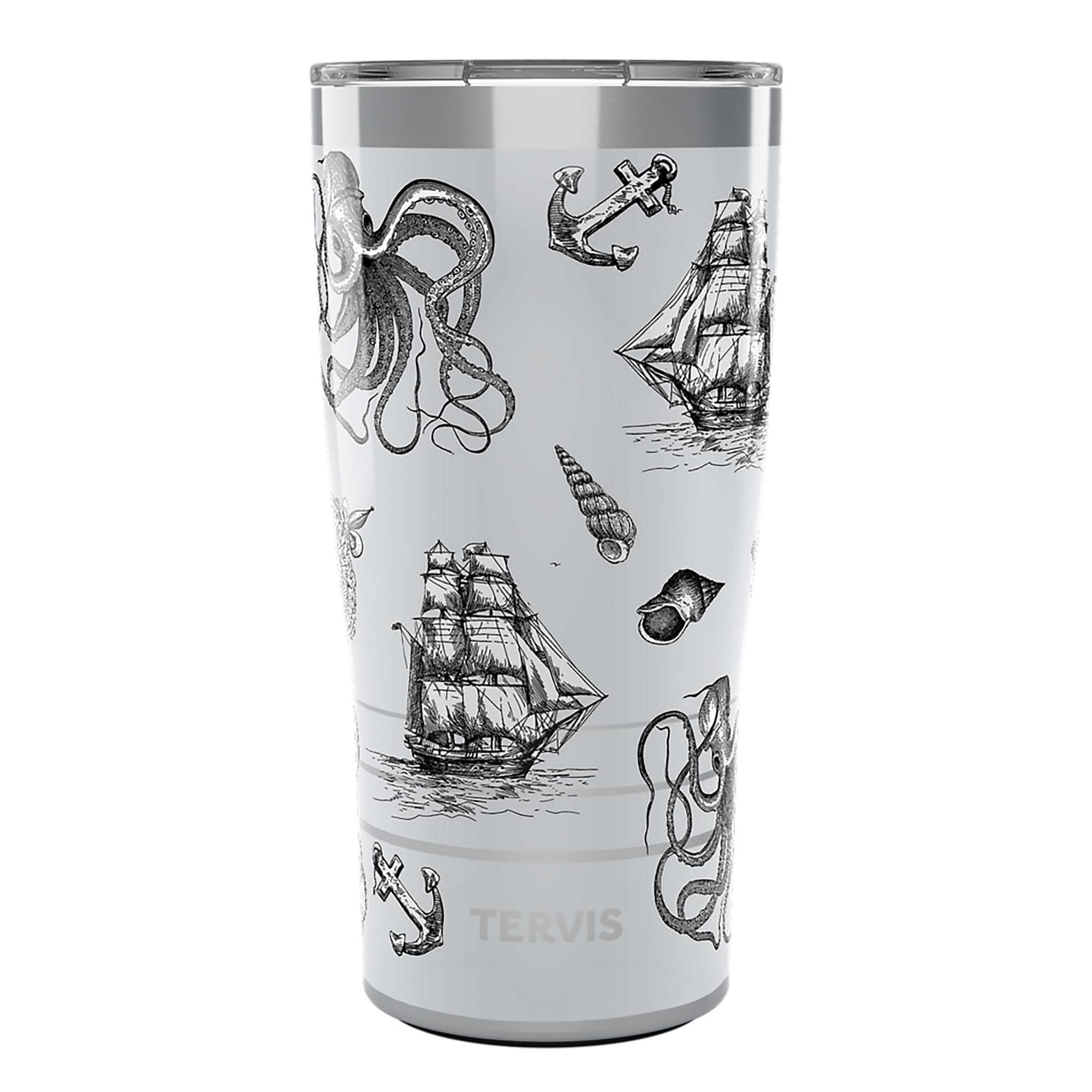 Tervis Traveler Old Time Nautical Triple Walled Insulated Tumbler Travel Cup Keeps Drinks Cold & Hot, 20oz, Stainless Steel