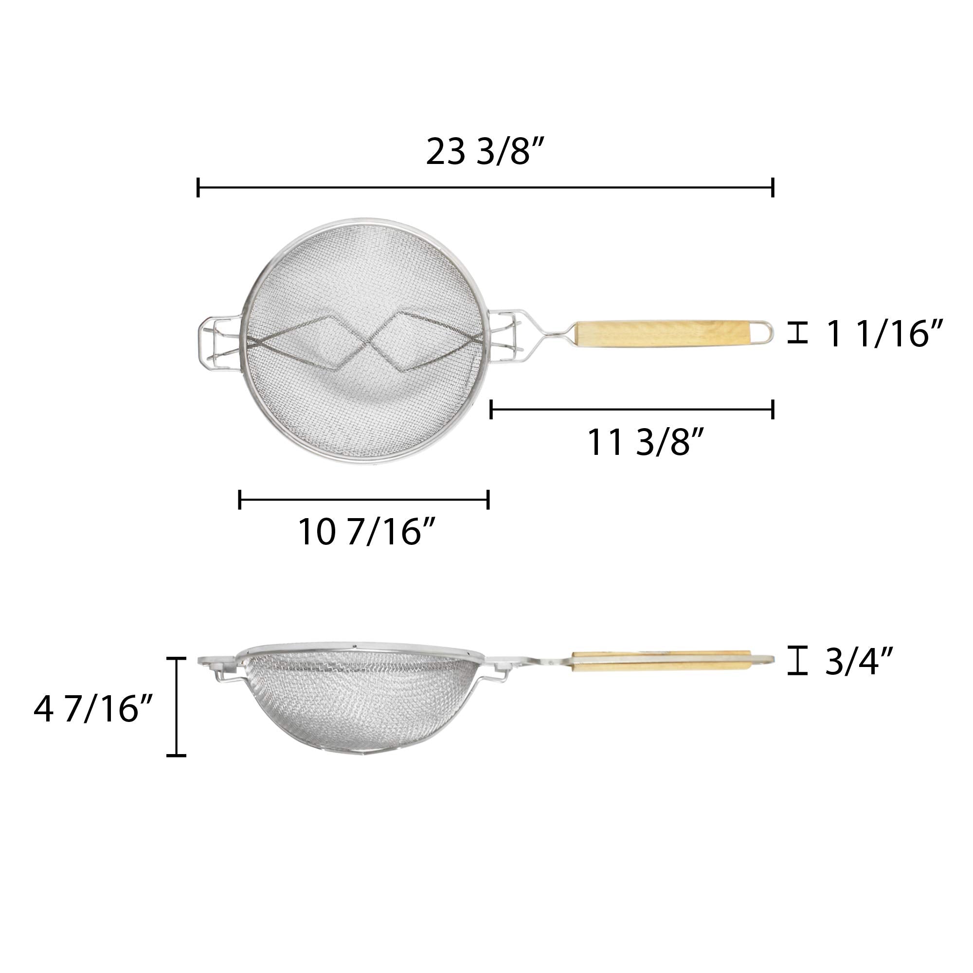Thunder Group Reinforced Double Strainer, 10 1/2-Inch, Tin