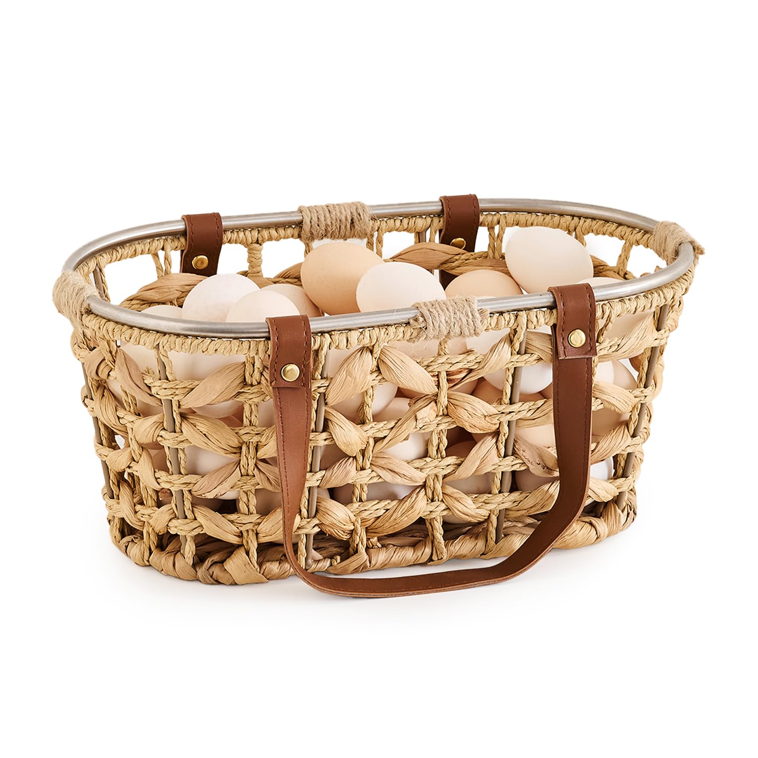 LGENHOOM Farmhouse Water Hyacinth Oval Egg Baskets