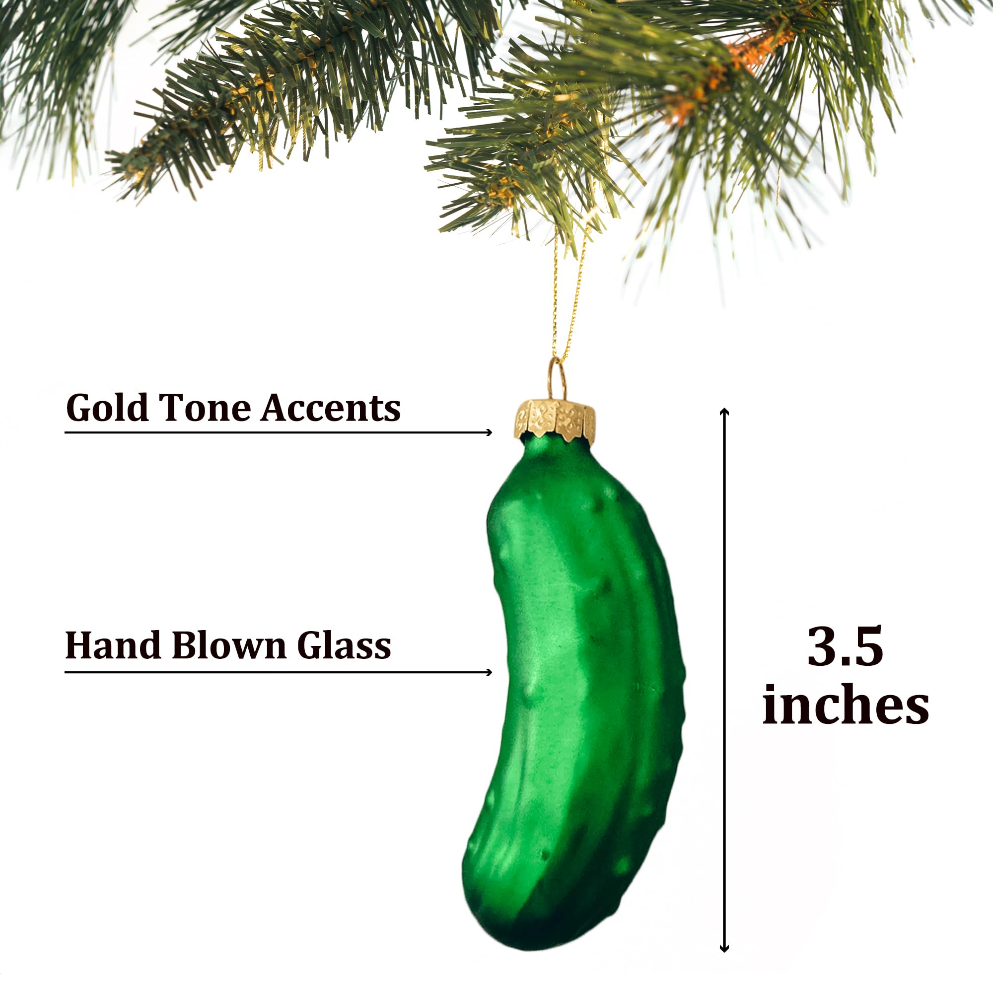 German Pickle Ornaments for Christmas Tree, Christmas Pickle Ornament with Story - German Gifts Decorations, Green Glass Ornamen