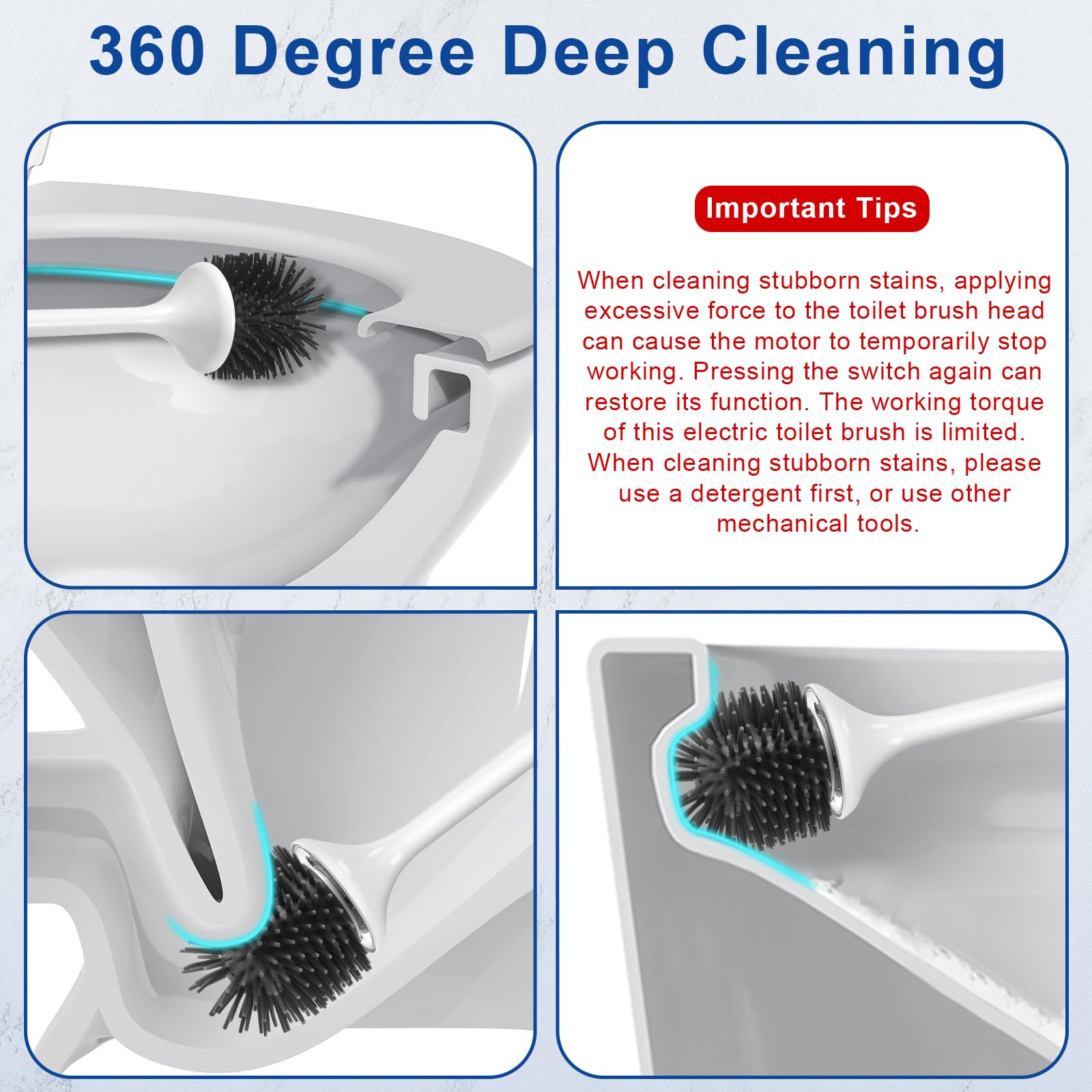 Ratolo Electric Toilet Brush,Silicone Toilet Brush,Toilet Bowl Brush And Holder Set With Ventilated Holder,Toilet Brush, Floor S
