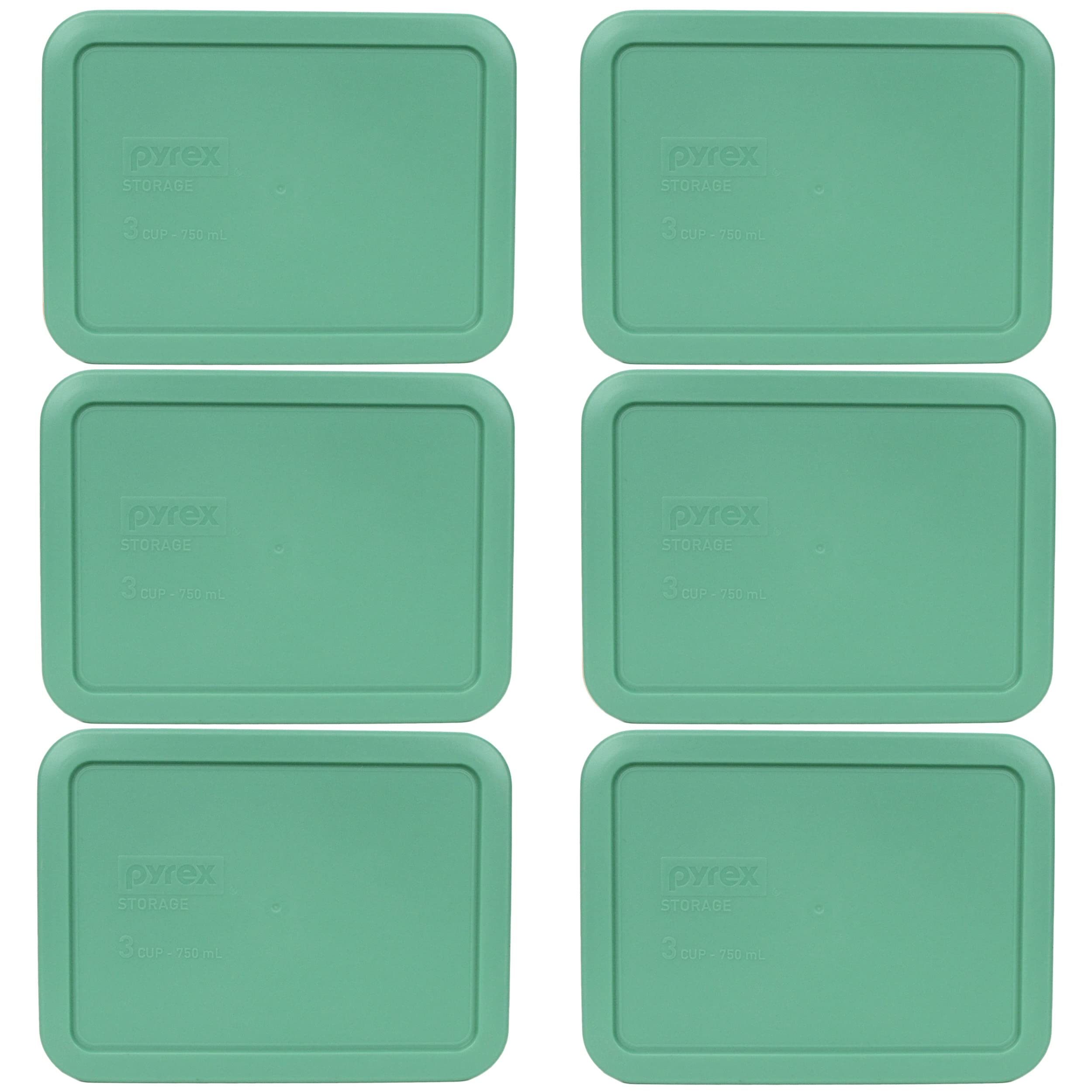 Pyrex 7210-Pc Light Green Rectangle Plastic Food Storage Replacement Lid, Made In The Usa - 6-Pack