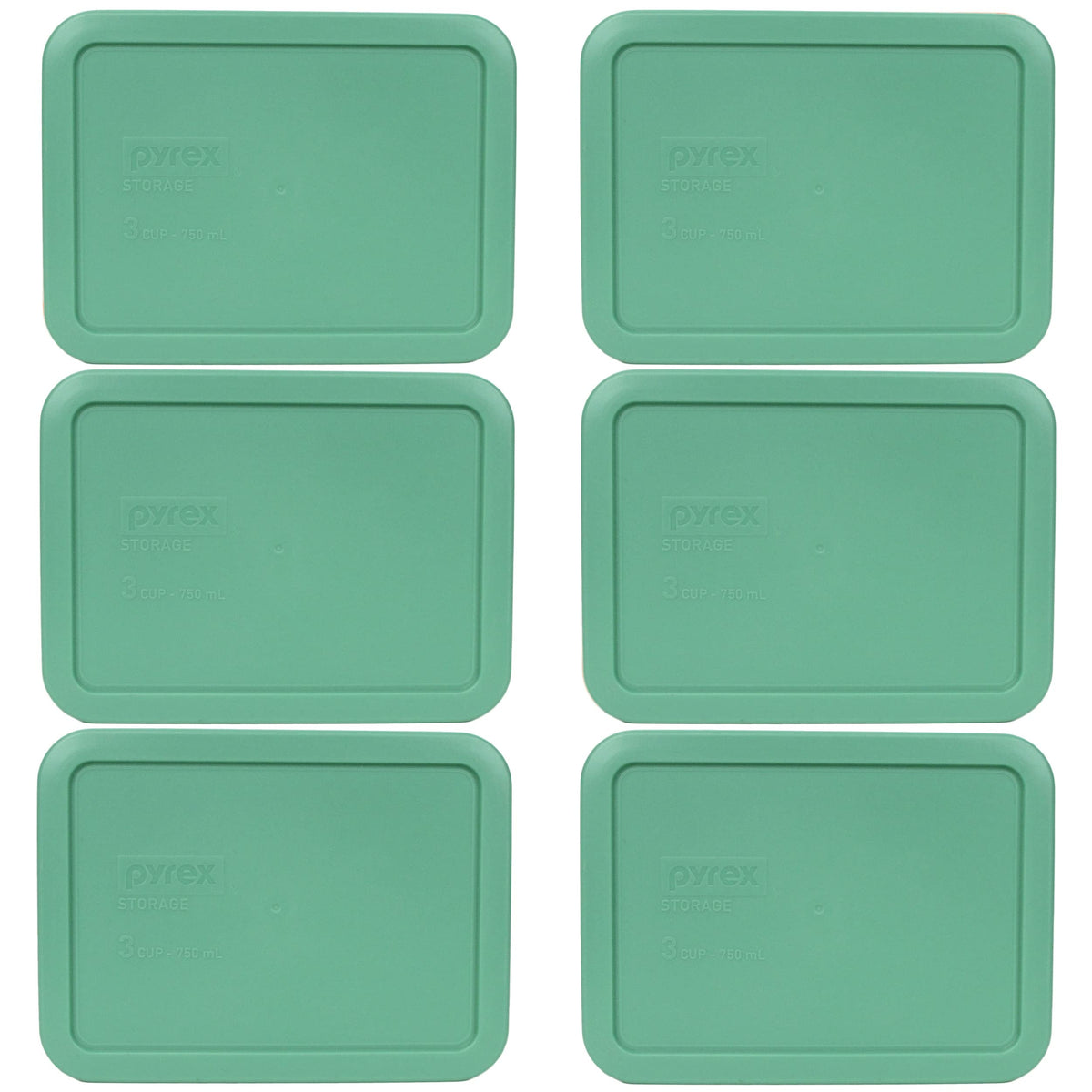 Pyrex 7210-Pc Light Green Rectangle Plastic Food Storage Replacement Lid, Made In The Usa - 6-Pack