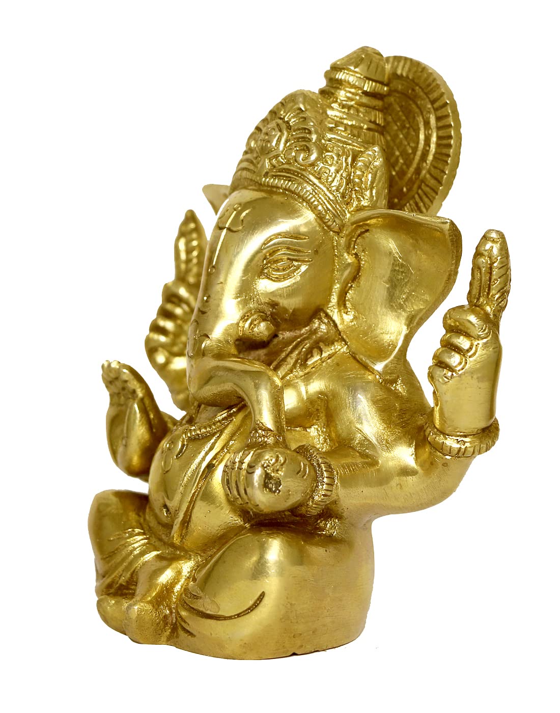 Racpree Brass Metal Statue Of Shri Ganesha Ganpati Murti For Home Entrance Decor Diwali Gift For Home & Office Yellow Size4.5