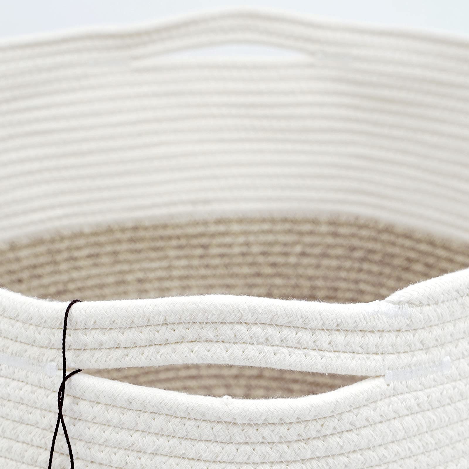 Casaphoria Large Cotton Rope Storage Baskets With Handles For Organizing,Round Woven Baskets For Blanket Pillows,Tall Woven Cott