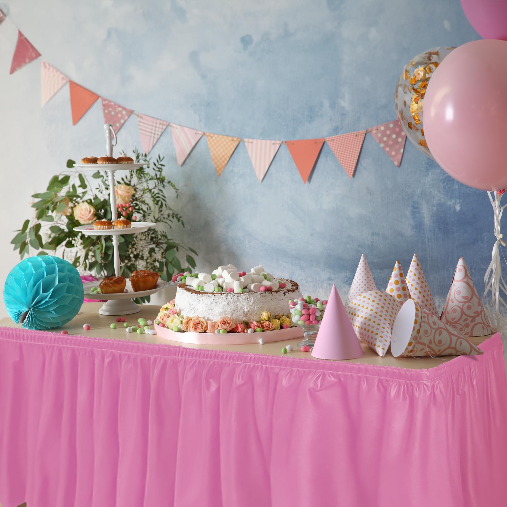 Decorrack 6 Table Skirts, 29 In X 14 Ft Each, Multi Pack -Bpa Free- Plastic Tableskirt, Disposable, Reusable, Rectangular Tablec