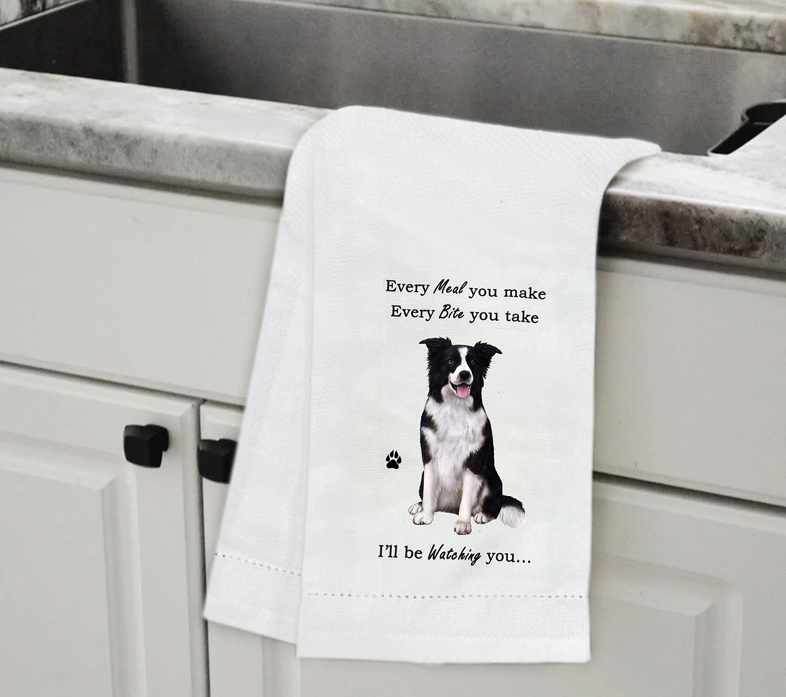 Border Collie Kitchen Towel - Soft Highly Absorbent - Border Collie Gifts - Dish Towels For Washing Dishes - Tea Towels - Reusab