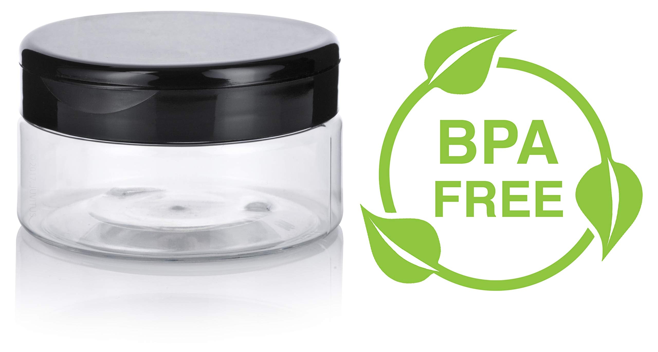 8 Oz Clear Pet Plastic Refillable Low Profile Jar With Flip Top Cap Lid (12 Pack)