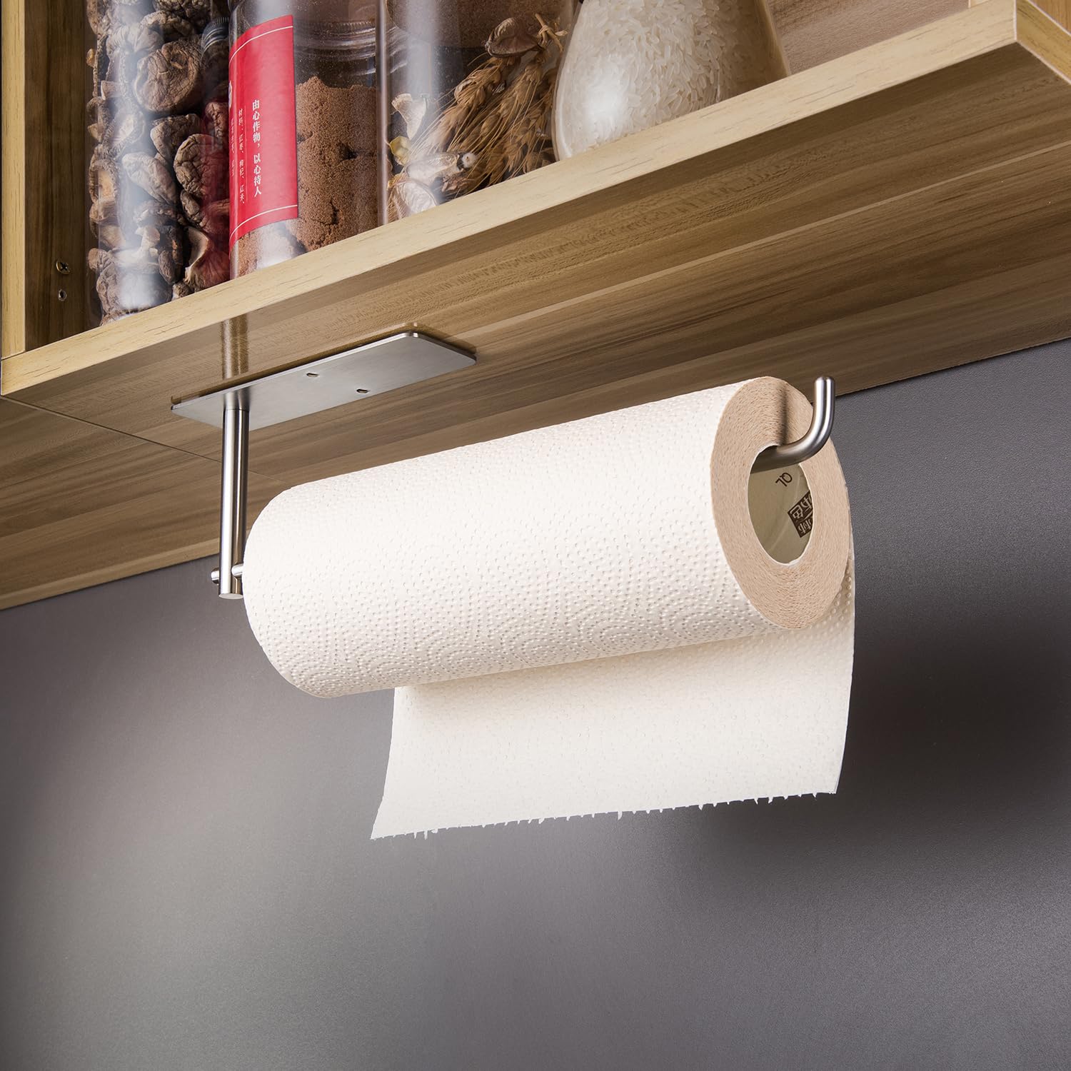 Suntech Paper Towel Holder Under Cabinet - Self Adhesive Towel Paper Holder Stick On Wall For Kitchen, Bathroom Paper Towel Hold