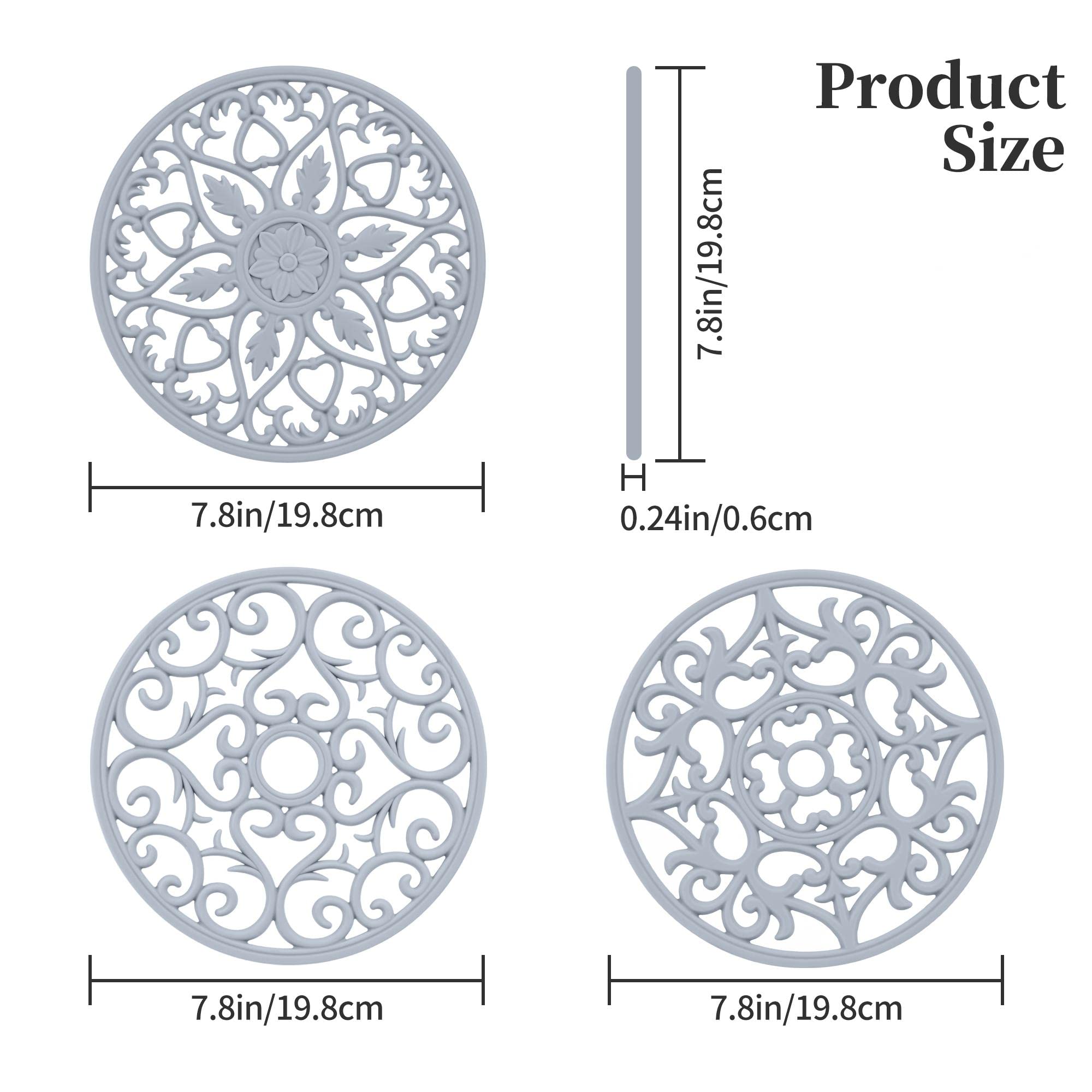 Viwehots Silicone Trivets Mats For Hot Pots And Pans, Multi-Use Intricately Carved Hot Pads And Mats, Flexible Modern Kitchen Ta