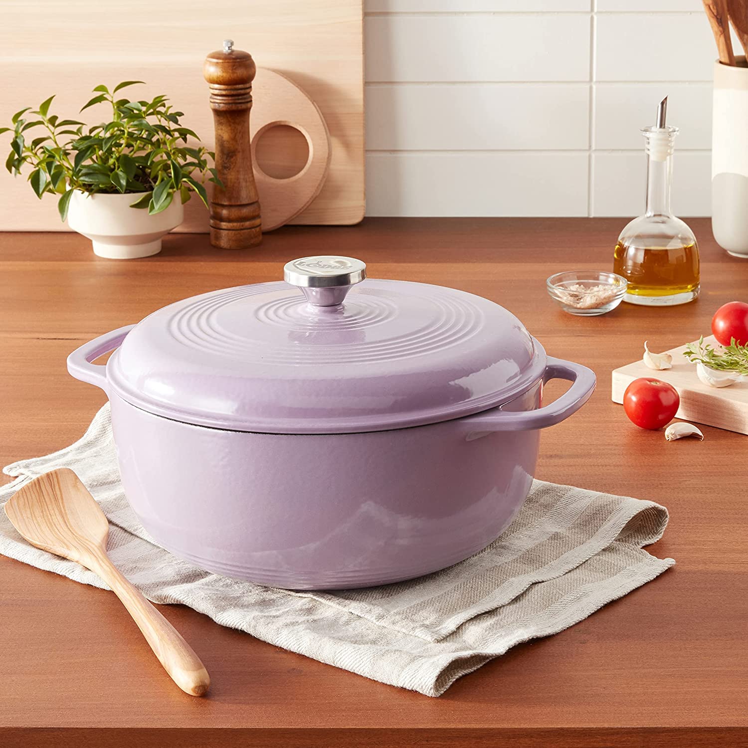 Lodge Enameled Cast Iron Dutch Oven, 3 Qt, Lilac - Durable, Stylish Cookware for All Your Culinary Needs