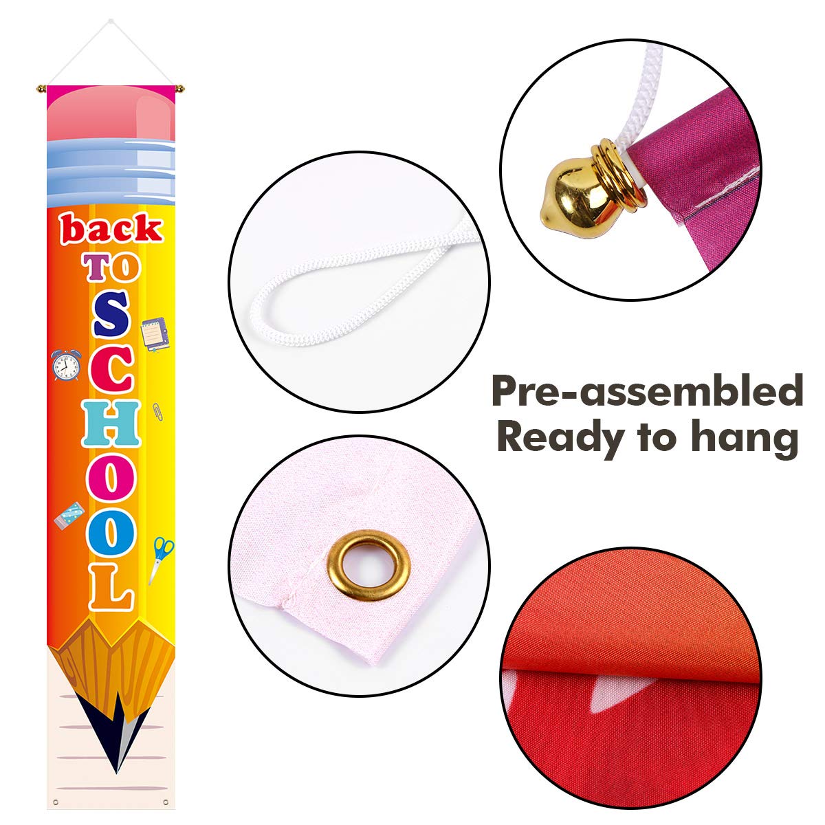 Welcome Back To School Party Decorations Porch Sign Hanging Backdrop Banner 2024 - First Day Of School Party Supplies Classroom