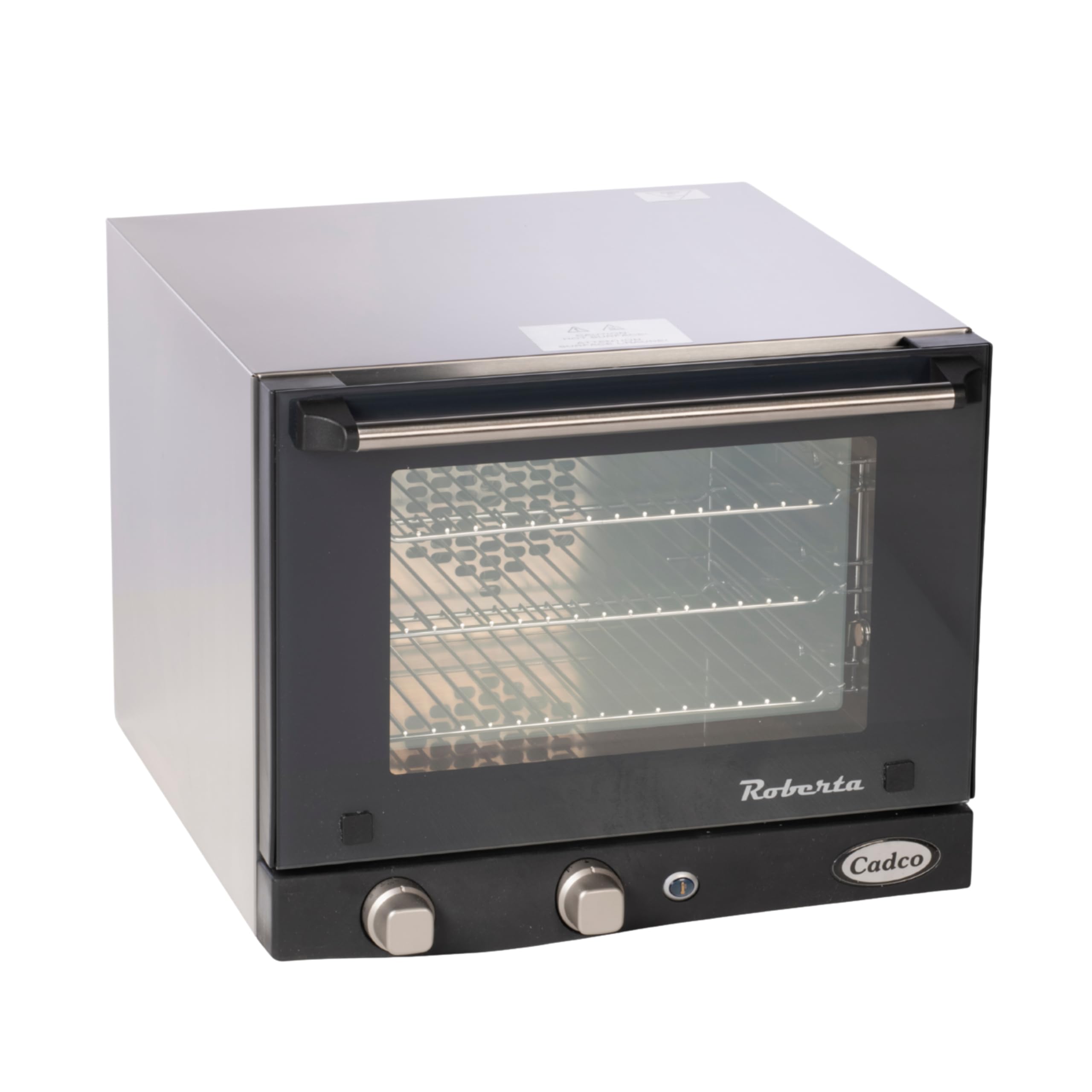 Cadco OV-003 Quarter-Size Commercial Countertop Convection Oven, 3 Pan Capacity, Manual Time & Temp Controls, Stainless Steel, 1